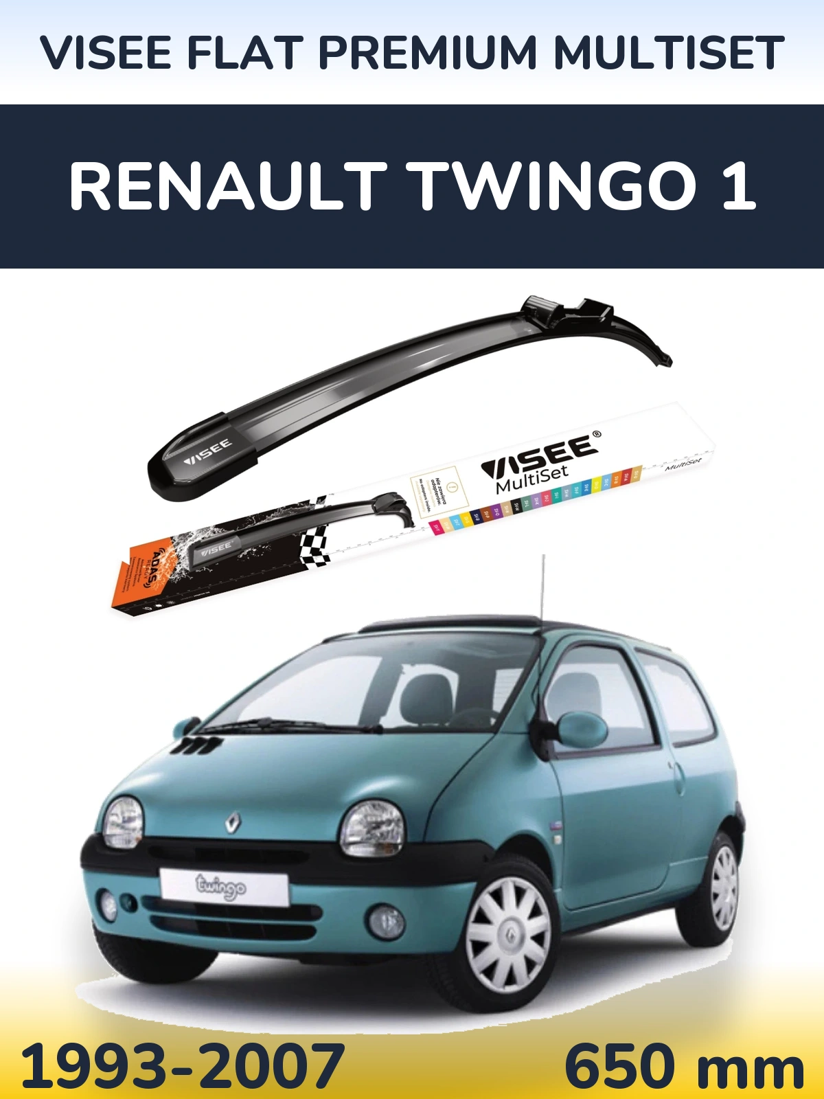 Передня щітка VISEE FLAT PREMIUM MultiSet 650 мм для Renault Twingo 1 1993-2007
