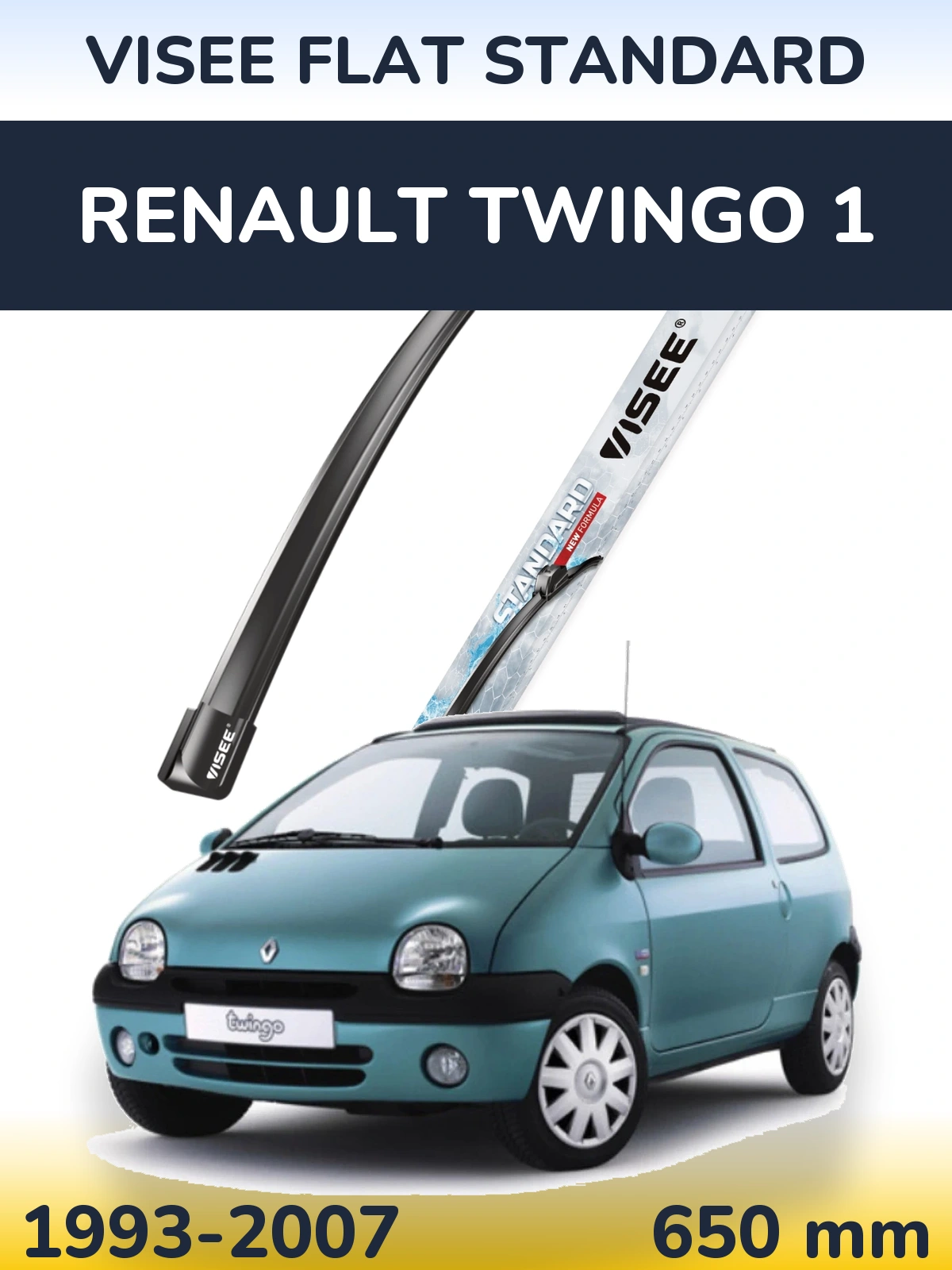 Передний дворник VISEE FLAT STANDARD 650 мм для Renault Twingo 1 1993-2007