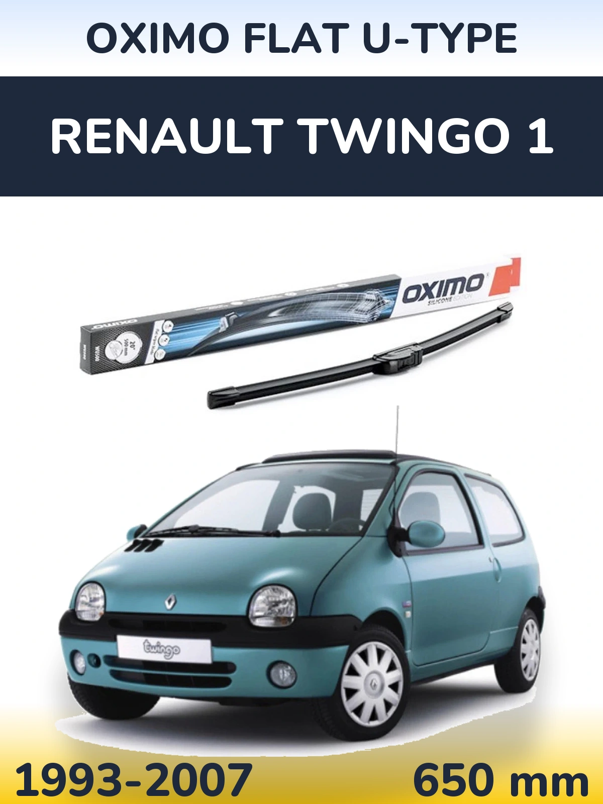 Передний дворник Oximo Flat U-type 650 мм для Renault Twingo 1 1993-2007