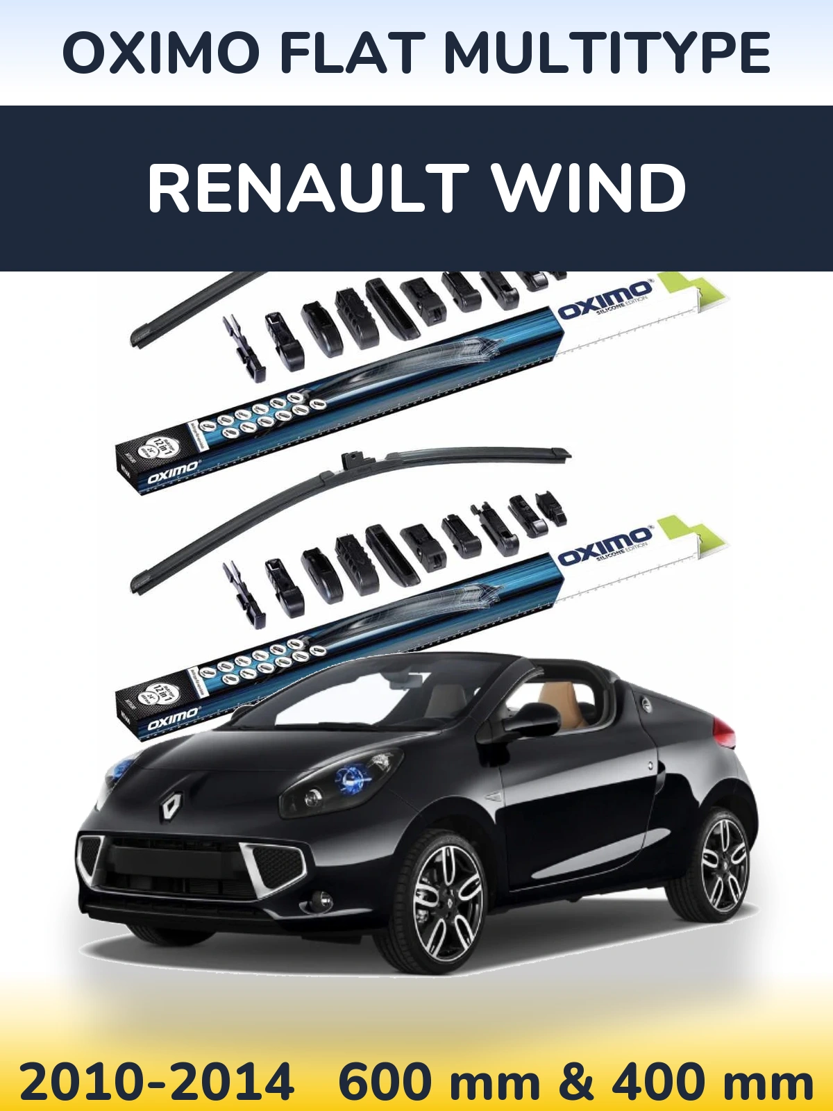 Komplet przednich wycieraczek Oximo Flat MultiType 600 & 400 mm do Renault Wind 2010-2014