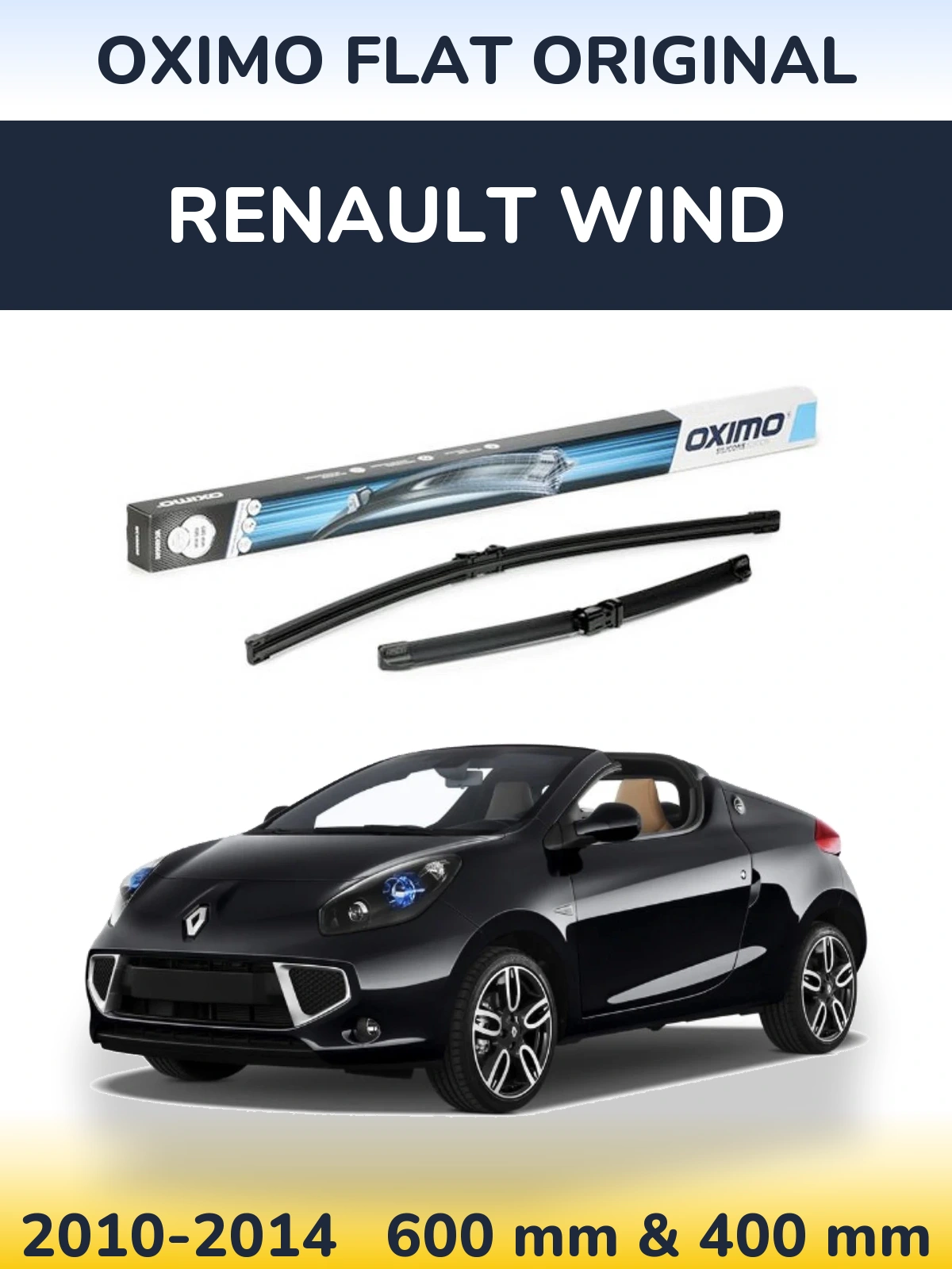 Front wiper blade set Oximo Flat Original 600 & 400 mm for Renault Wind 2010-2014