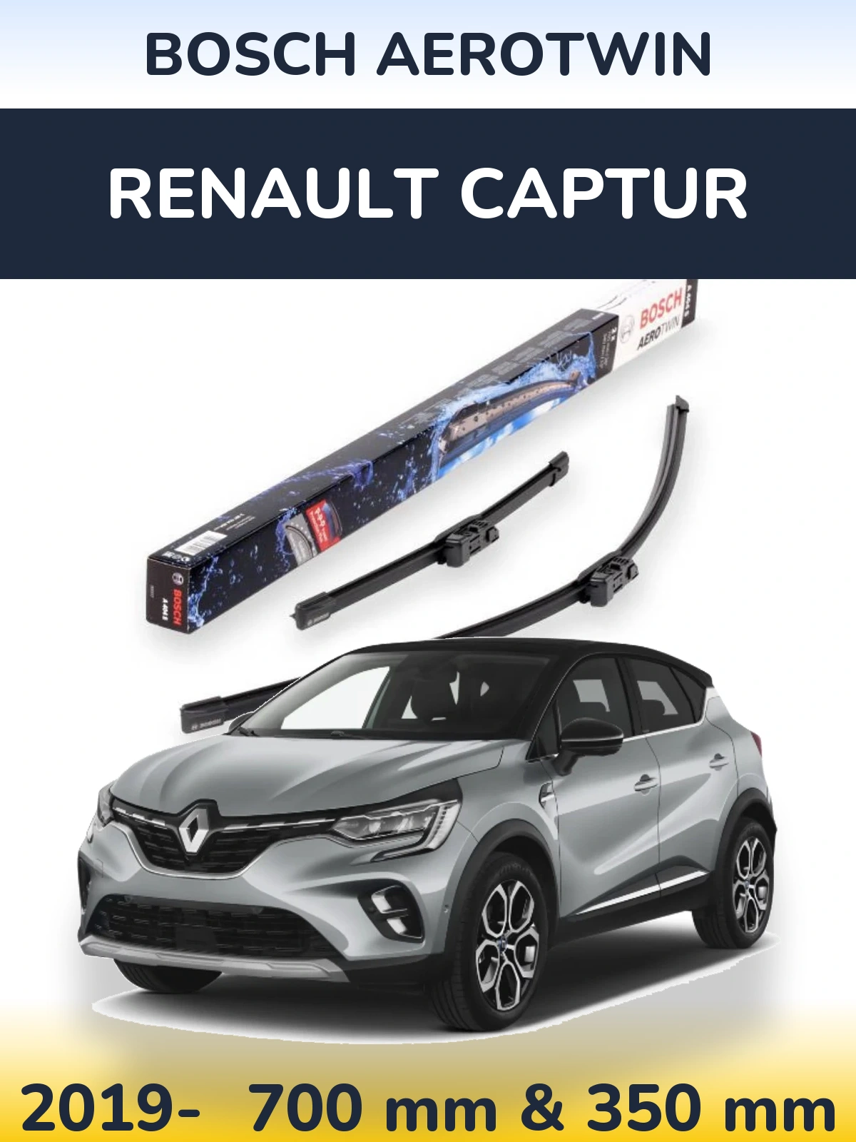 Комплект передніх щіток BOSCH AeroTwin 700 & 350 мм для Renault Captur 2019-2026