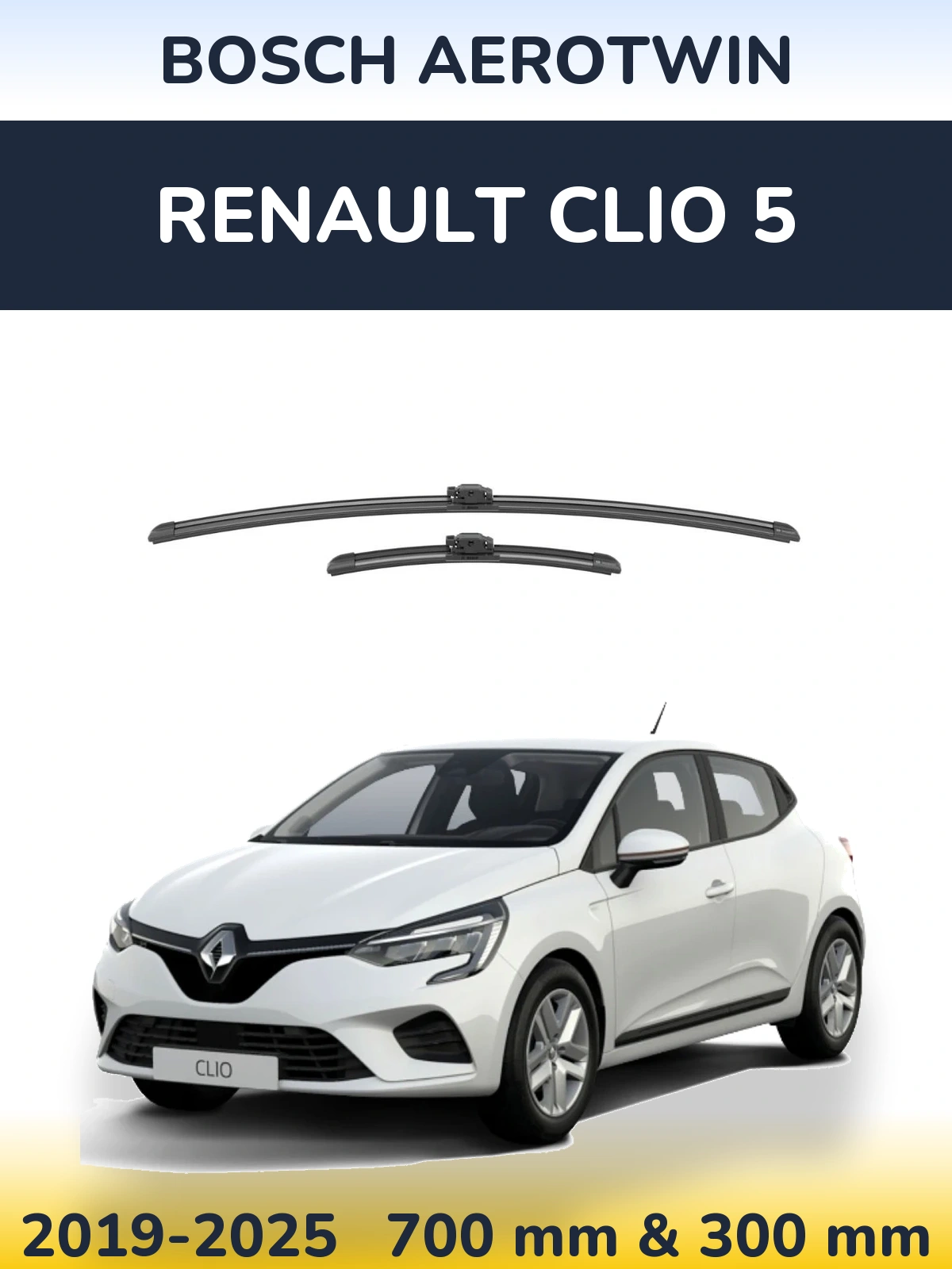 Front wiper blade set BOSCH AeroTwin 700 & 300 мм for Renault Clio 5 2019-2025