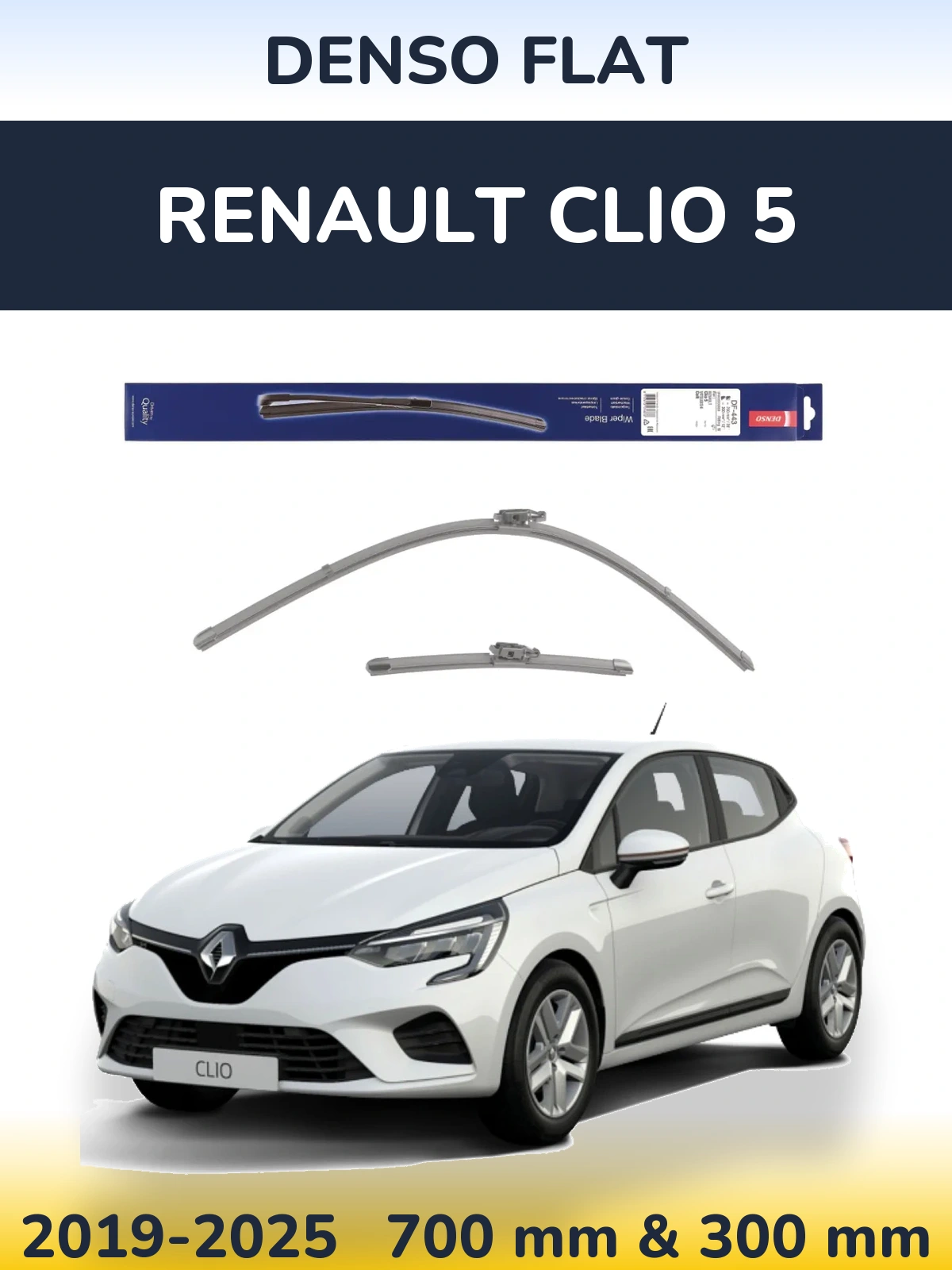 Komplet przednich wycieraczek Denso Flat 700 & 300 mm do Renault Clio 5 2019-2025