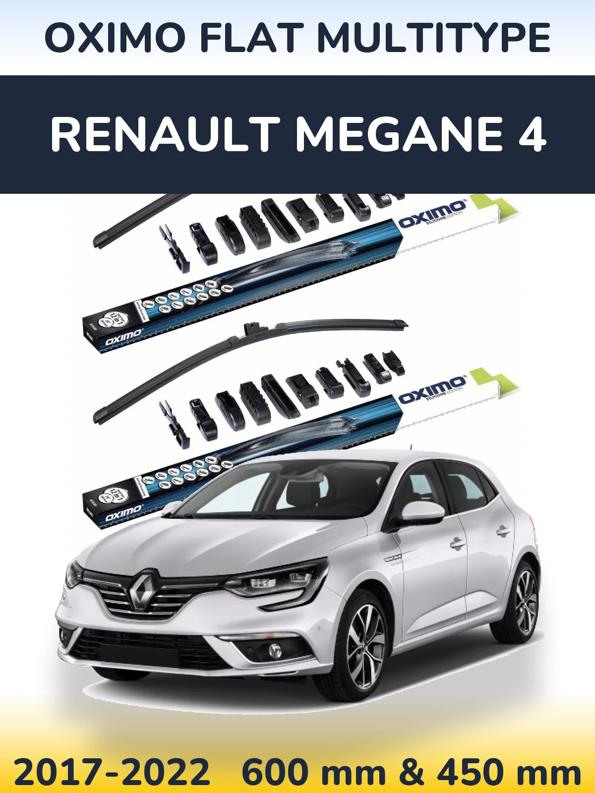 Komplet przednich wycieraczek Oximo Flat MultiType 600 & 450 mm do Renault Megane 4 2017-2022