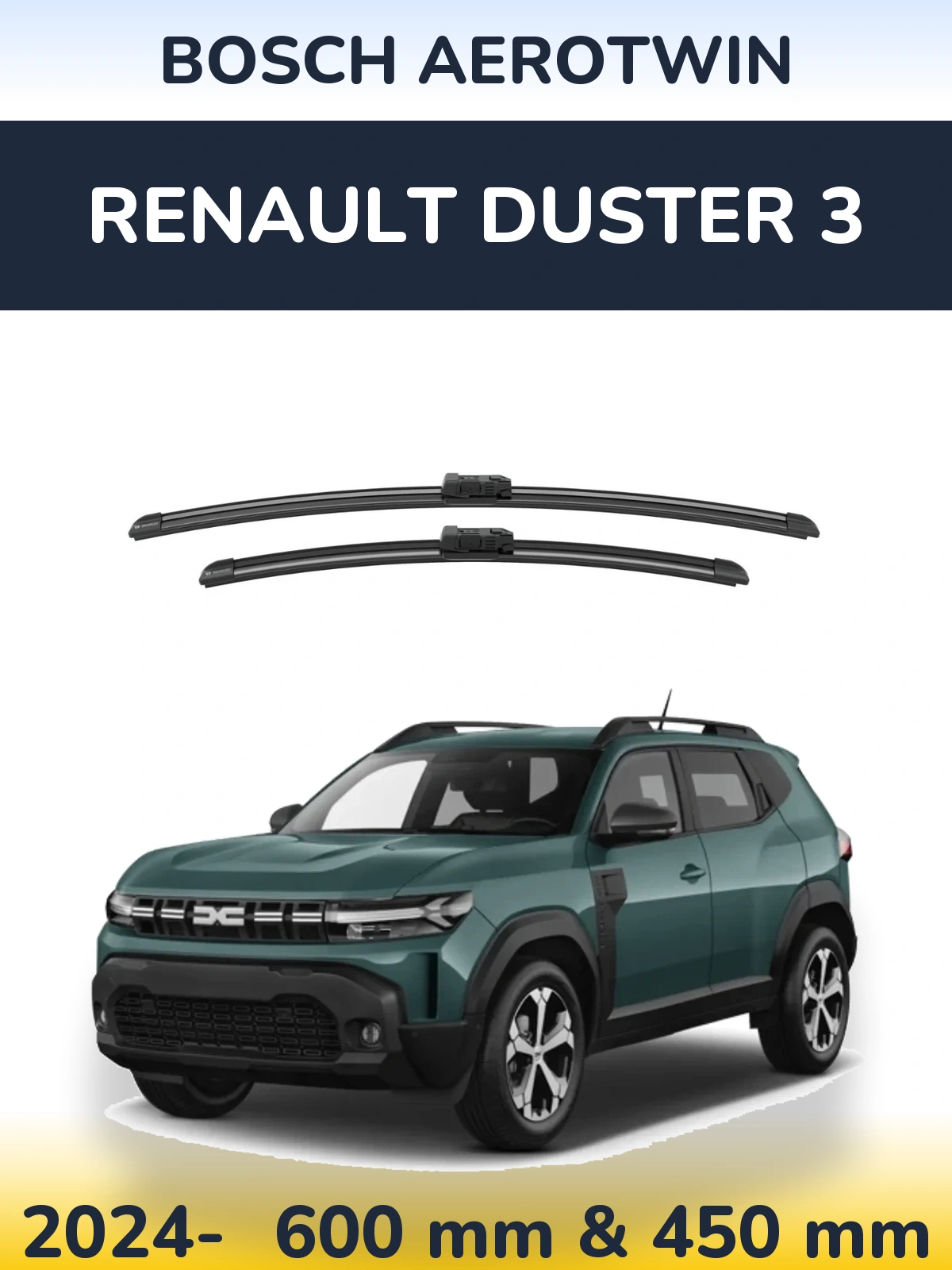 Komplet przednich wycieraczek BOSCH AeroTwin 600 & 450 mm do Renault Duster 3 2024-2026