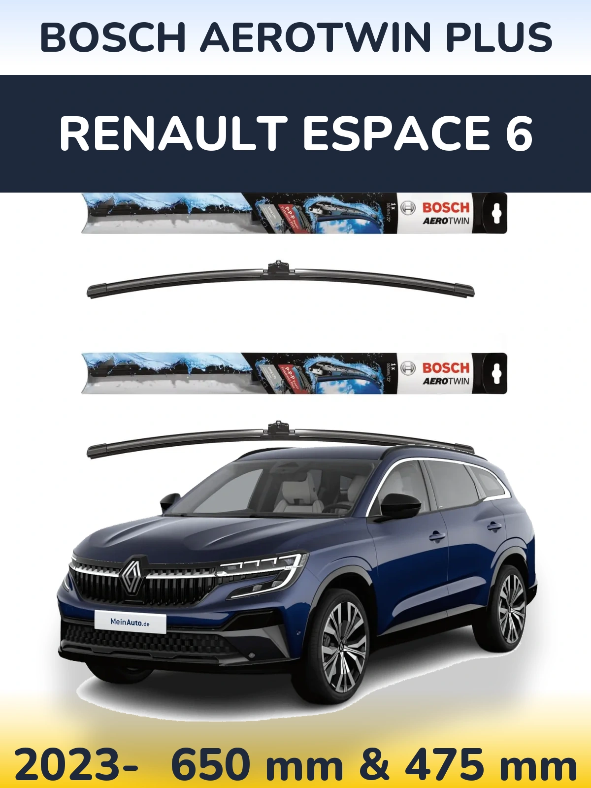 Komplet przednich wycieraczek BOSCH AeroTwin Plus 650 & 475 mm do Renault Espace 6 2023-2026