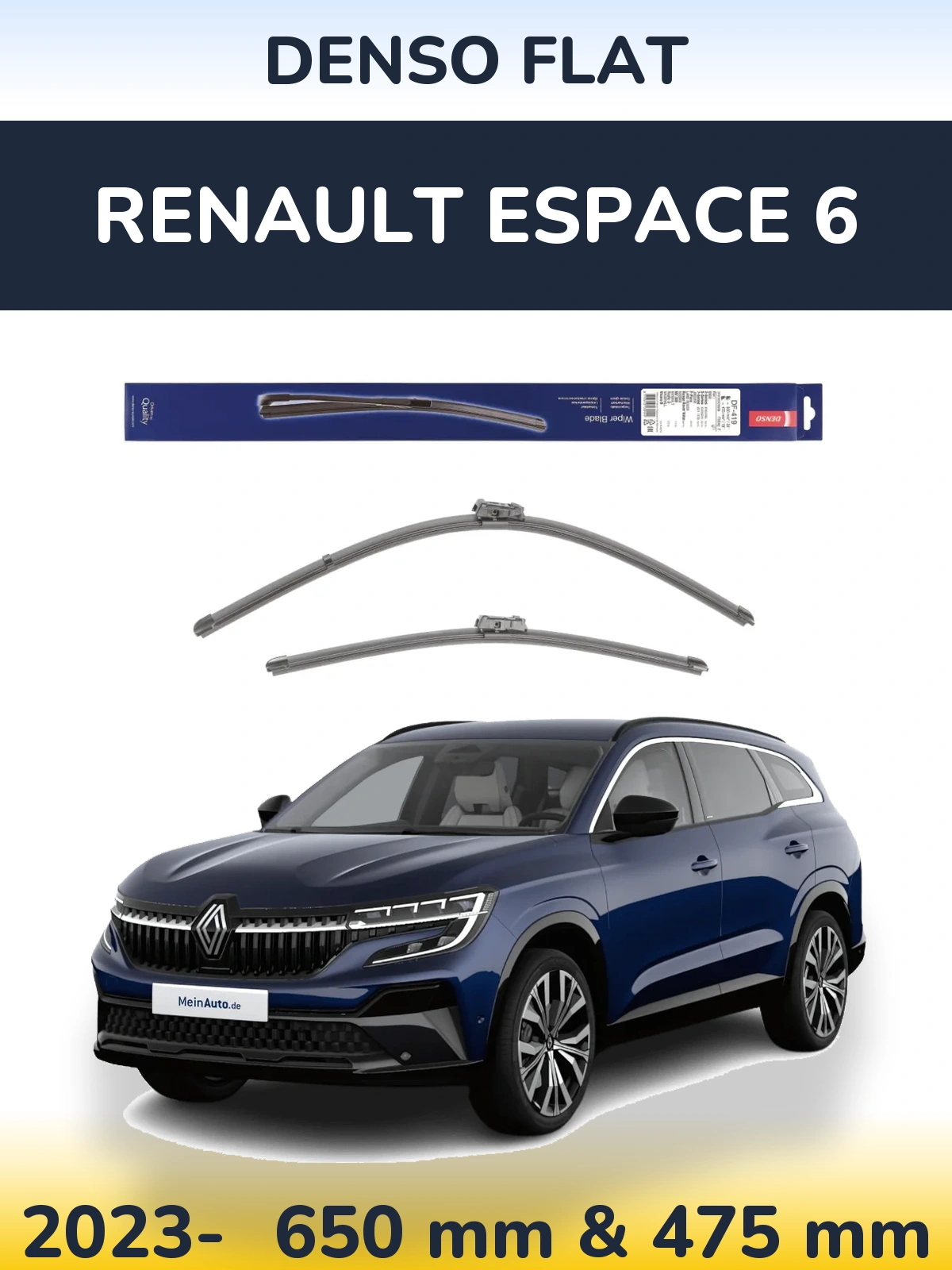 Комплект передніх щіток Denso Flat 650 & 475 мм для Renault Espace 6 2023-2026