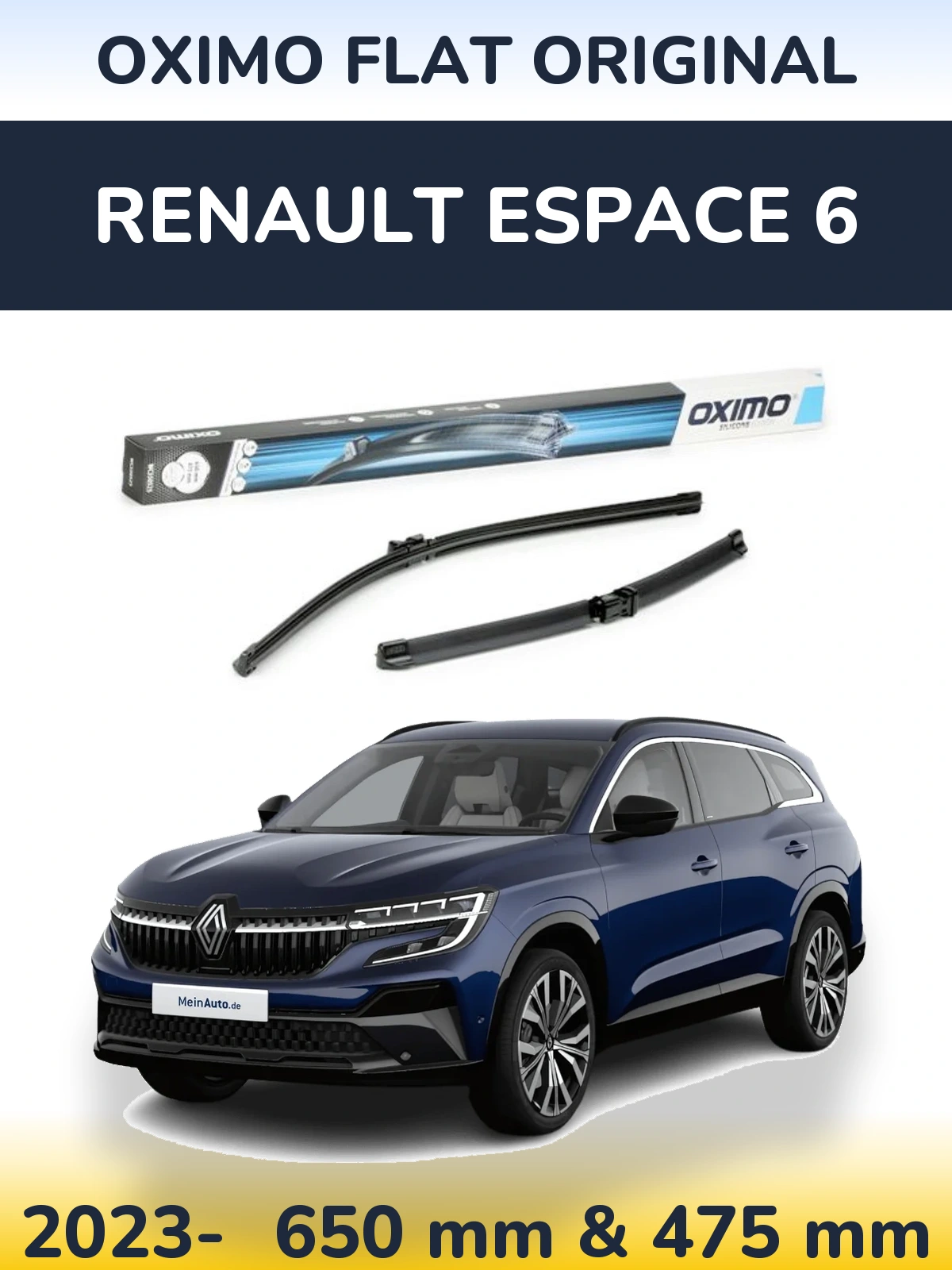 Komplet przednich wycieraczek Oximo Flat Original 650 & 475 mm do Renault Espace 6 2023-2026