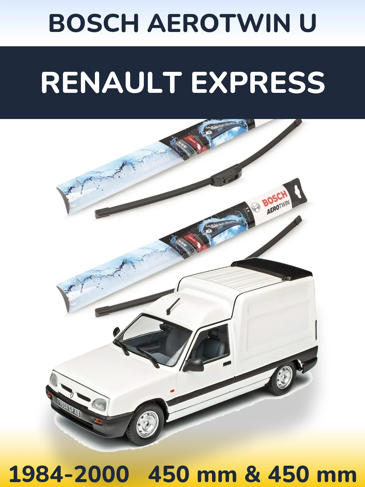 Комплект передних дворников BOSCH AeroTwin U 450 & 450 мм для Renault Express 1984-2000