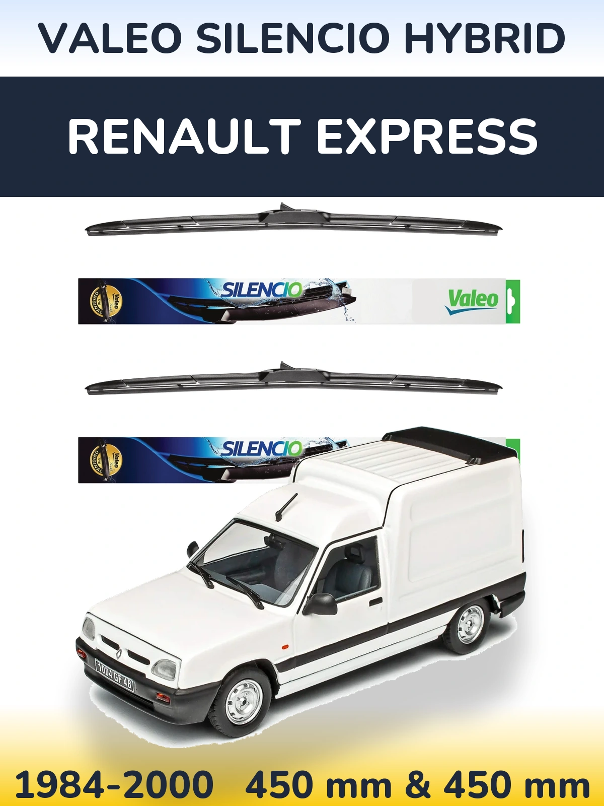 Комплект передніх щіток Valeo Silencio Hybrid 450 & 450 мм для Renault Express 1984-2000