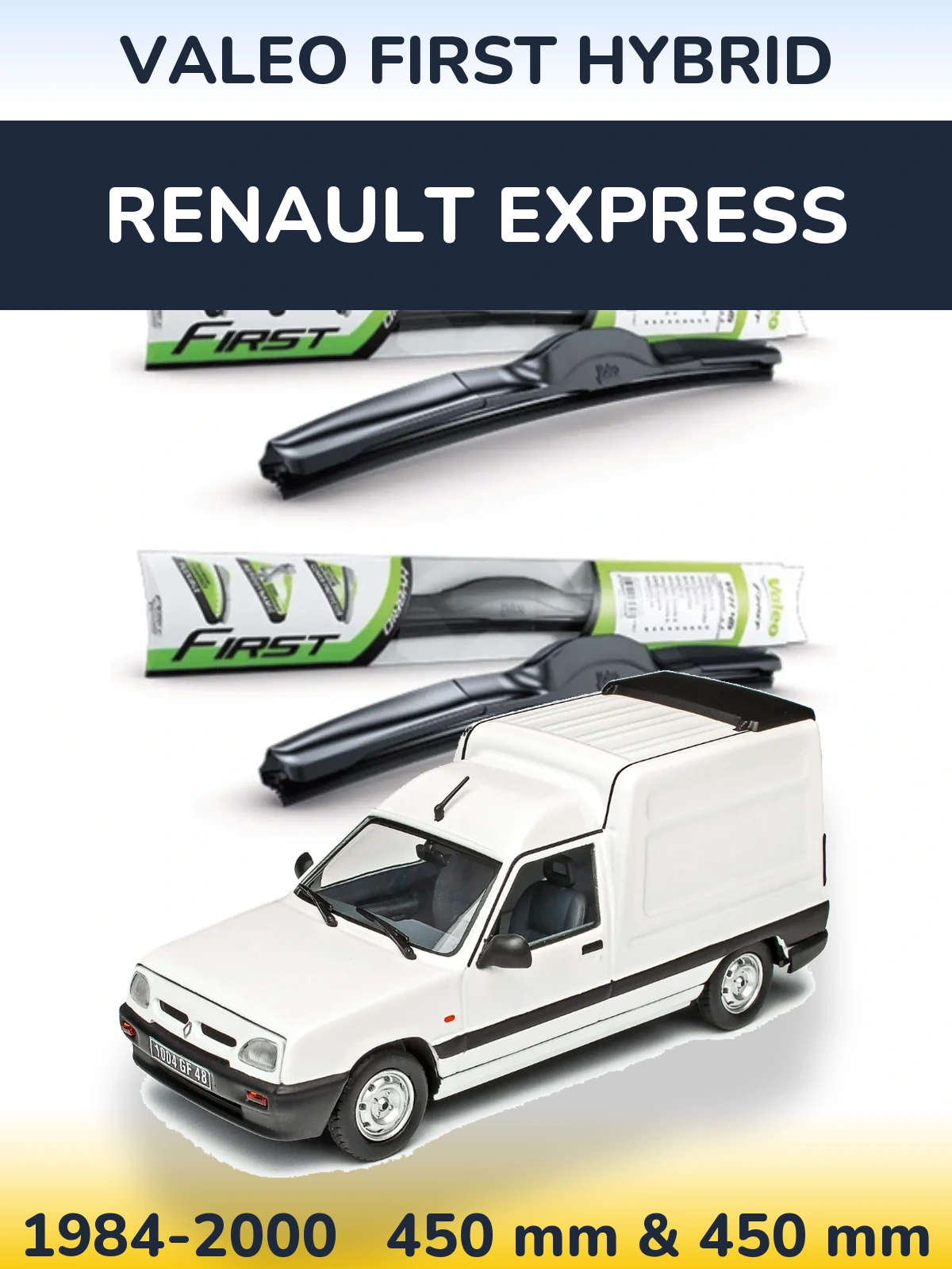 Front wiper blade set Valeo First Hybrid 450 & 450 мм for Renault Express 1984-2000