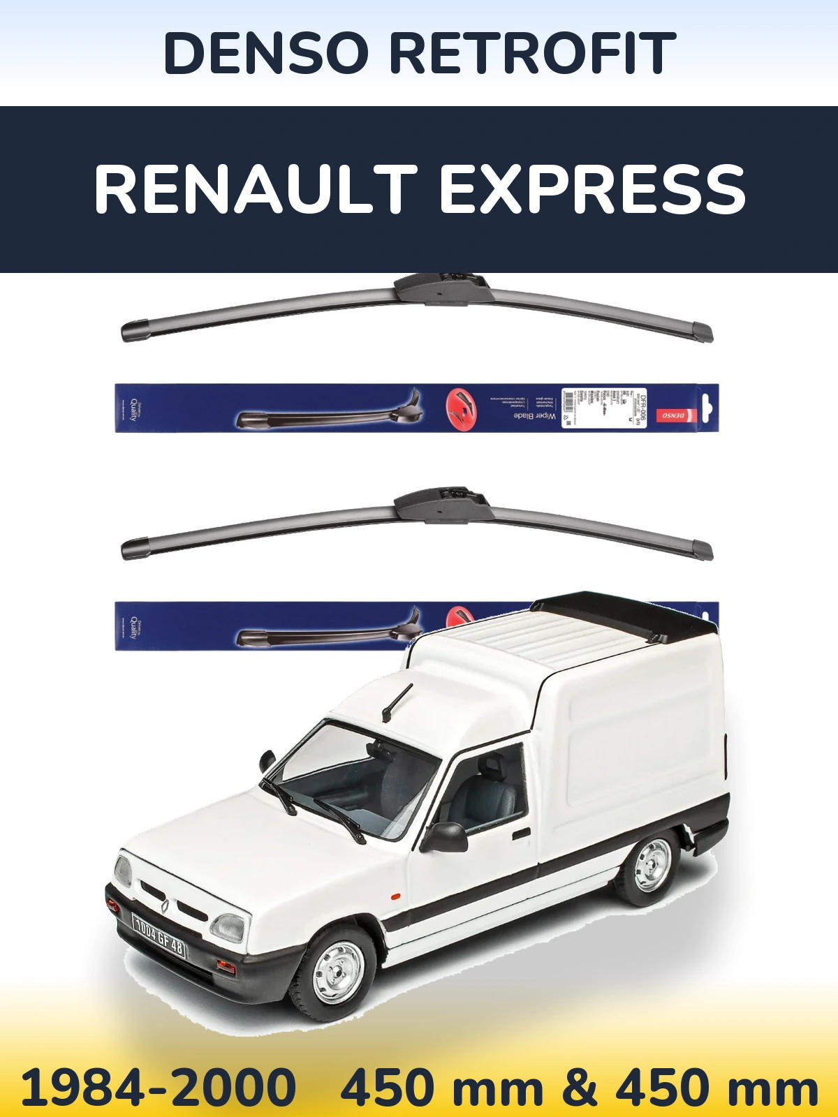 Front wiper blade set Denso Retrofit 450 & 450 мм for Renault Express 1984-2000