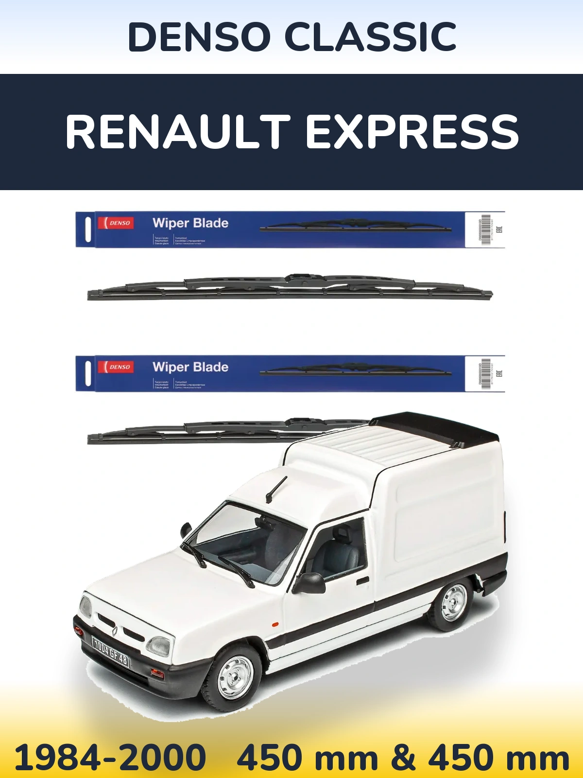 Front wiper blade set Denso Classic 450 & 450 мм for Renault Express 1984-2000