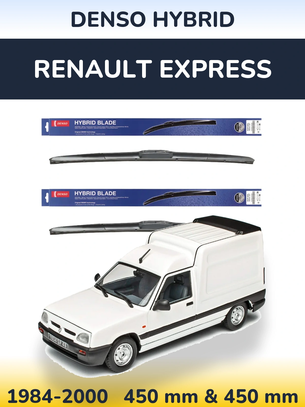 Комплект передних дворников Denso Hybrid 450 & 450 мм для Renault Express 1984-2000