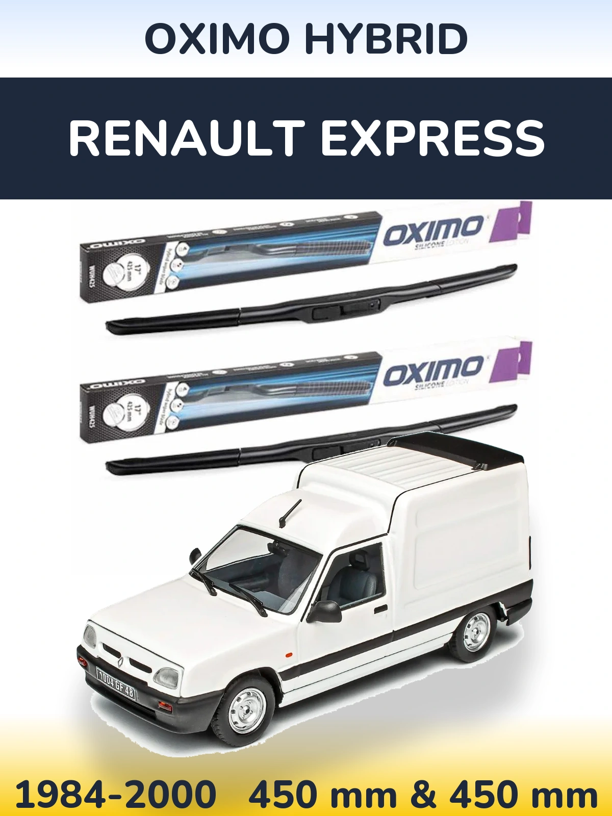 Front wiper blade set Oximo Hybrid 450 & 450 мм for Renault Express 1984-2000