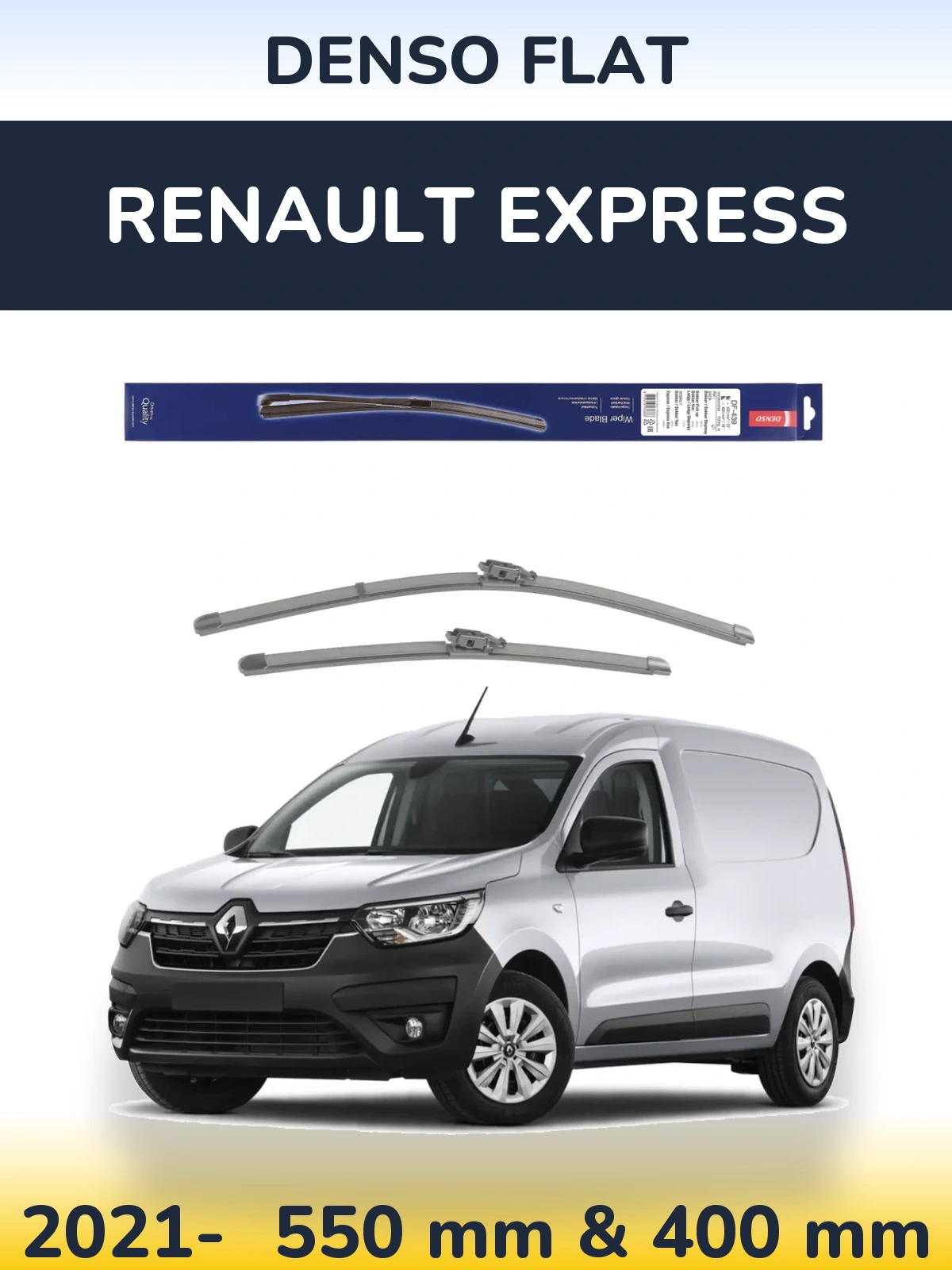 Front wiper blade set Denso Flat 550 & 400 мм for Renault Express 2021-2026