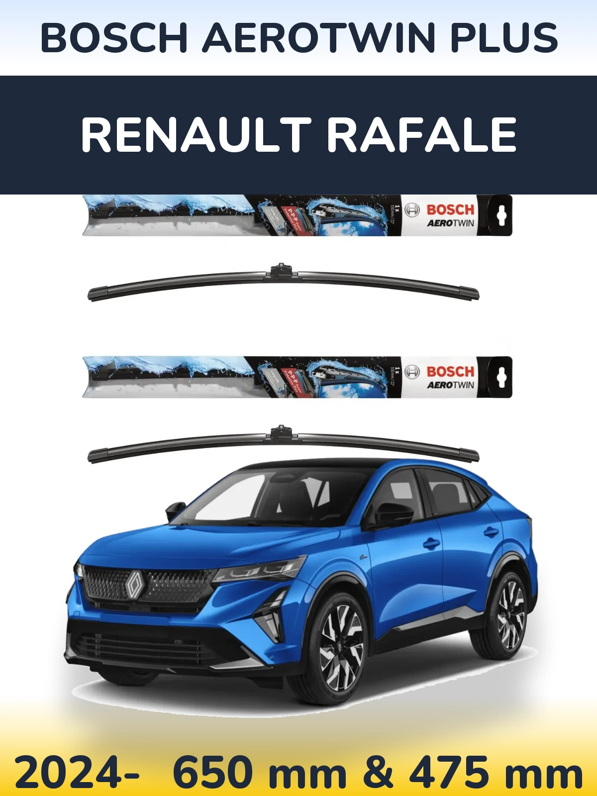 Komplet przednich wycieraczek BOSCH AeroTwin Plus 650 & 475 mm do Renault Rafale 2024-2026