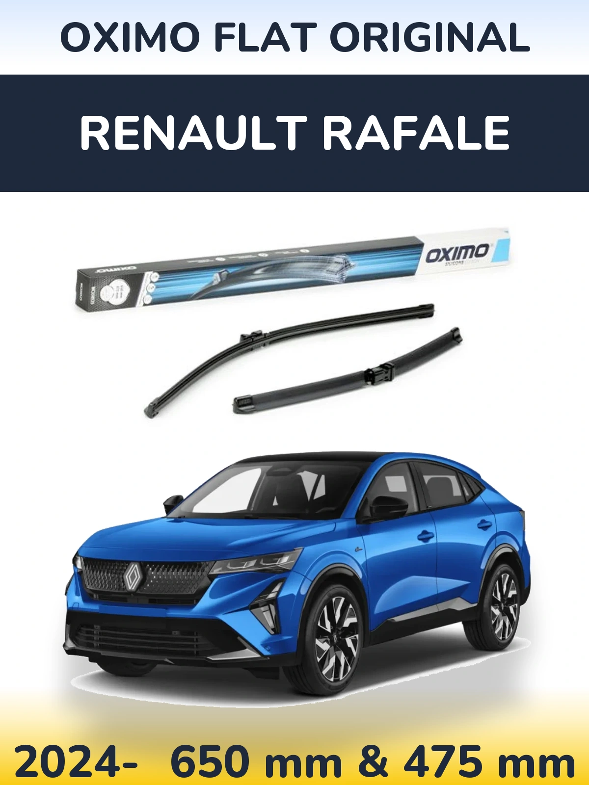 Komplet przednich wycieraczek Oximo Flat Original 650 & 475 mm do Renault Rafale 2024-2026