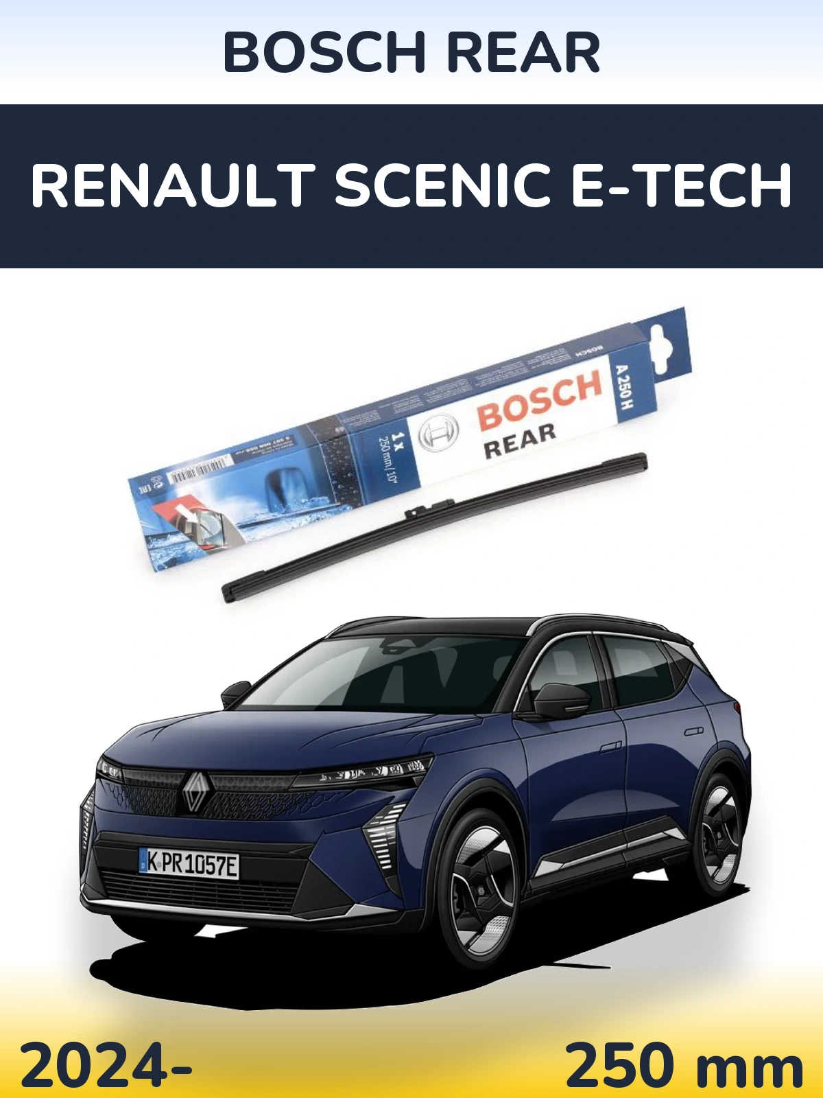 Задний дворник BOSCH Rear 250 мм для Renault Scenic E-Tech 2024-2026