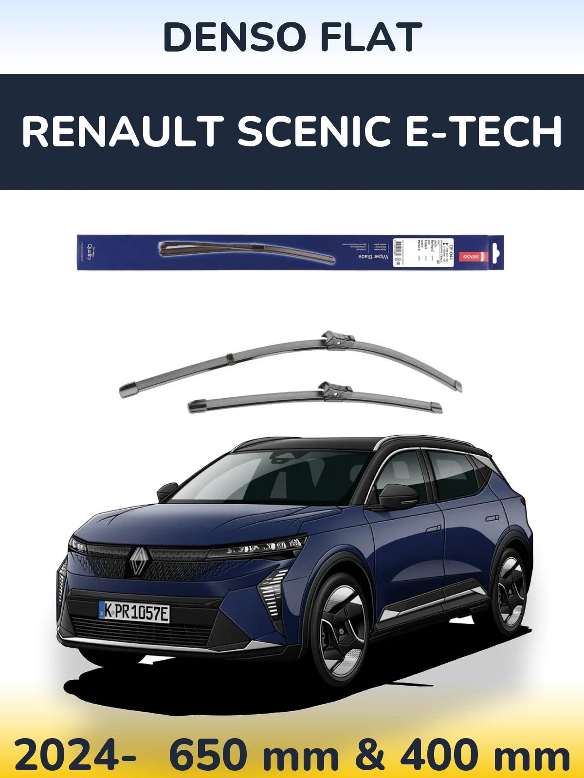 Комплект передних дворников Denso Flat 650 & 400 мм для Renault Scenic E-Tech 2024-2026
