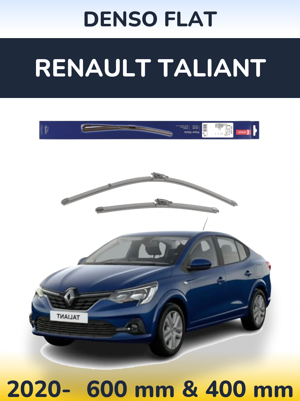 Front wiper blade set Denso Flat 600 & 400 mm for Renault Taliant 2020-2026