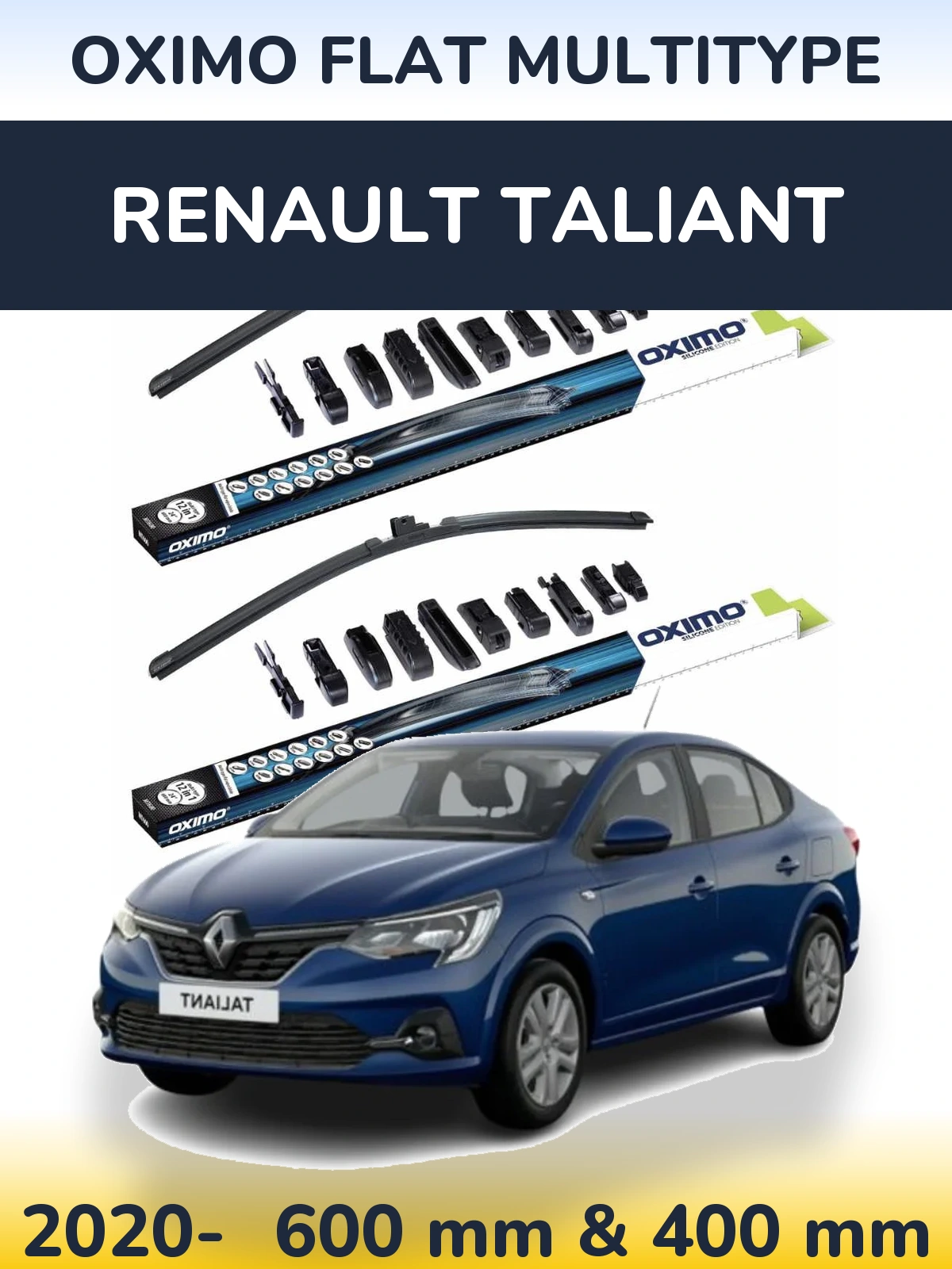 Комплект передних дворников Oximo Flat MultiТипe 600 & 400 мм для Renault Taliant 2020-2026
