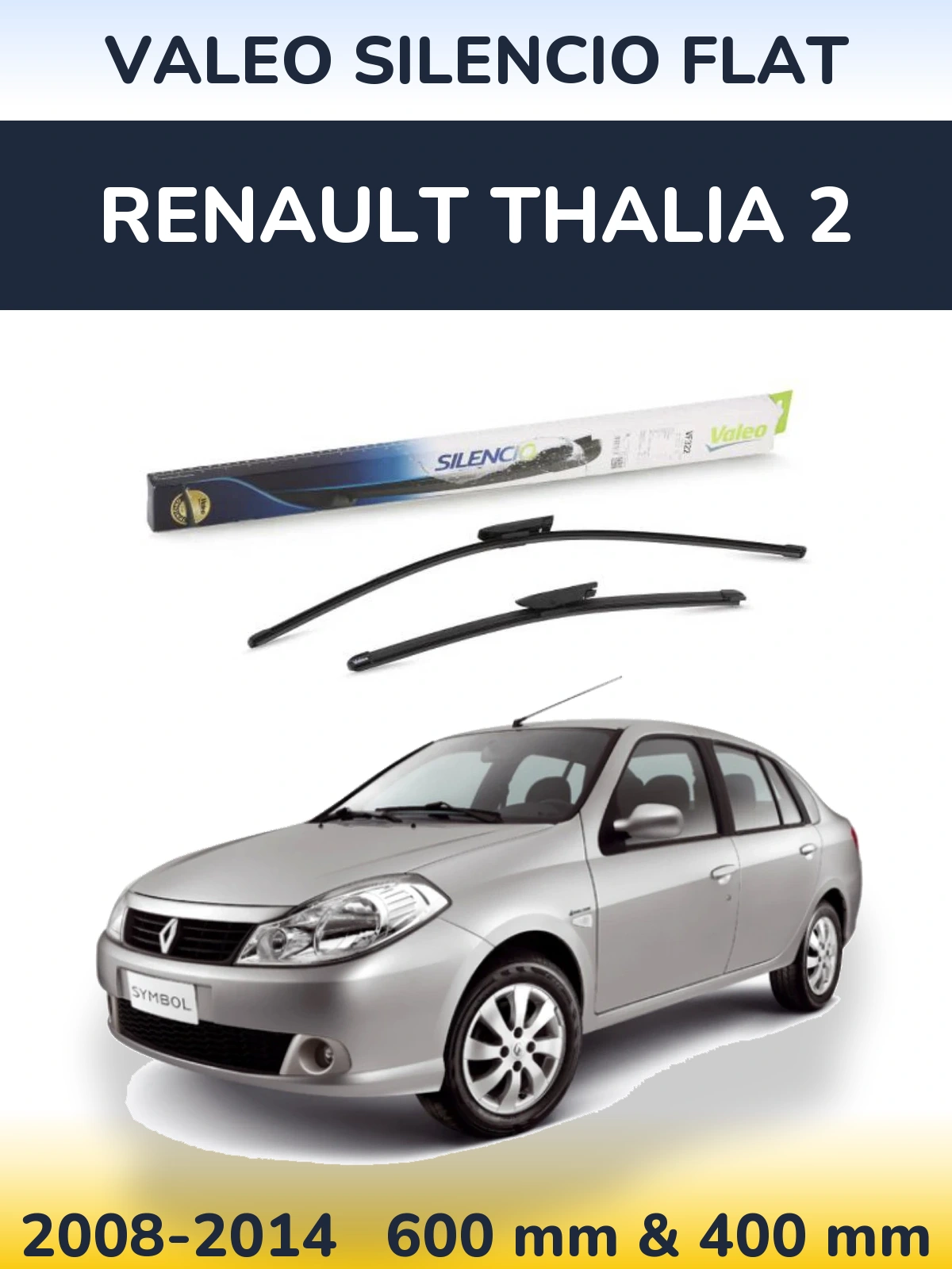 Комплект передних дворников Valeo Silencio Flat 600 & 400 мм для Renault Thalia 2 2008-2014