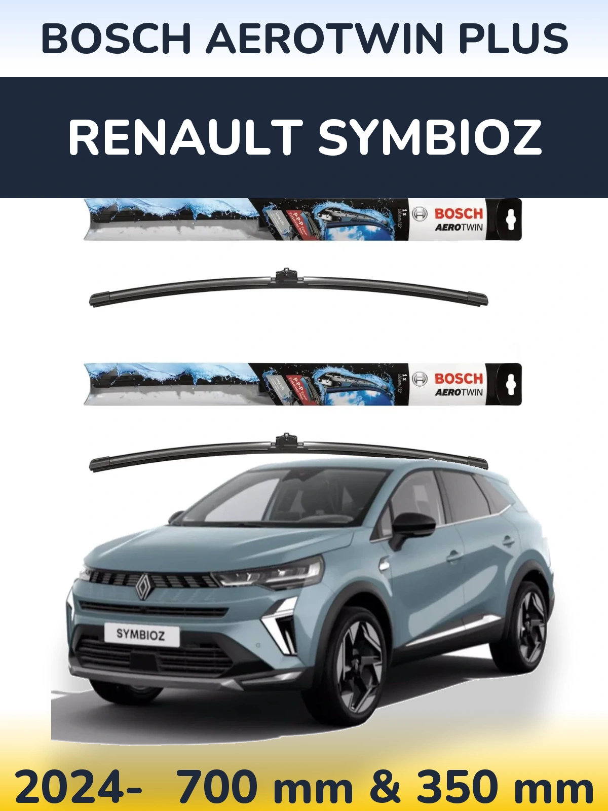Комплект передніх щіток BOSCH AeroTwin Plus 700 & 350 мм для Renault Symbioz 2024-2026