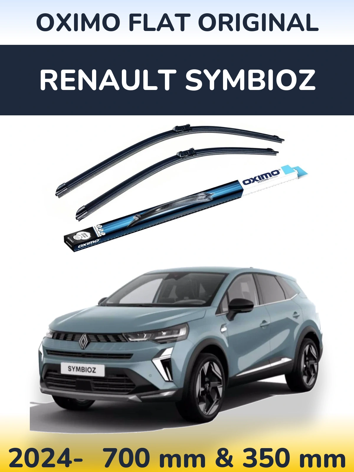 Комплект передніх щіток Oximo Flat Original 700 & 350 мм для Renault Symbioz 2024-2026