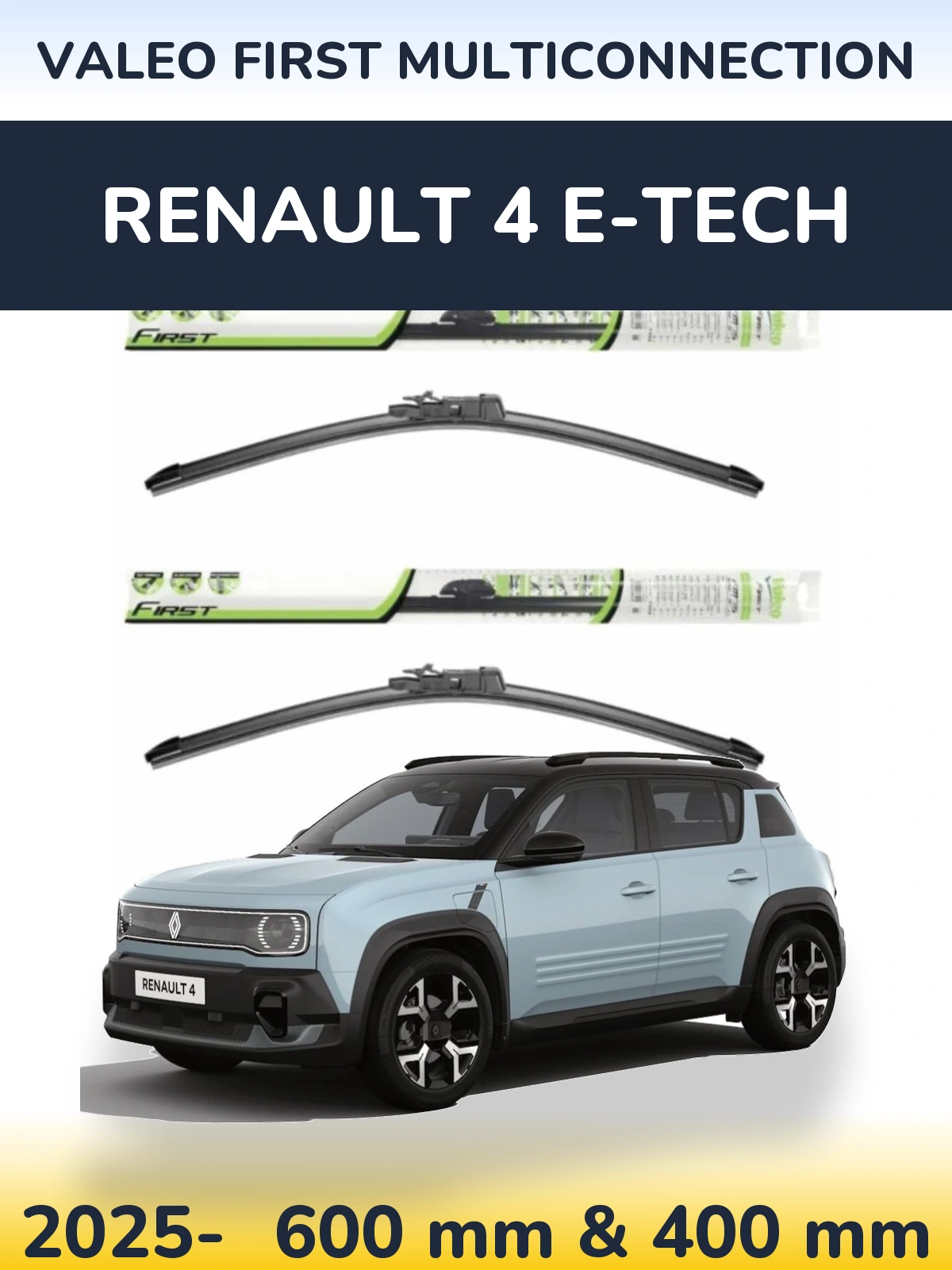 Komplet przednich wycieraczek Valeo First MultiConnection 600 & 400 mm do Renault 4 E-Tech 2025-2026