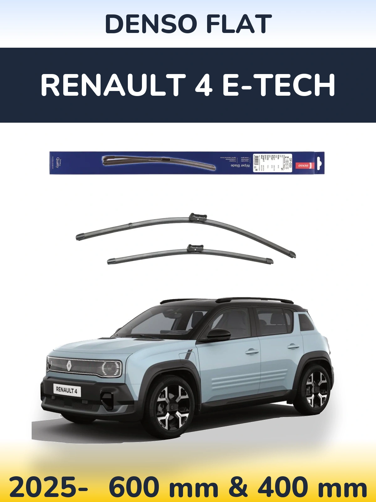 Komplet przednich wycieraczek Denso Flat 600 & 400 mm do Renault 4 E-Tech 2025-2026