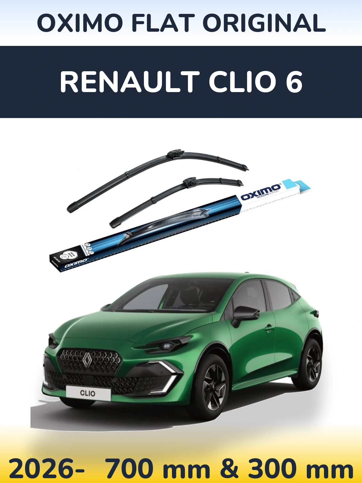 Комплект передніх щіток Oximo Flat Original 700 & 300 мм для Renault Clio 6 2026-