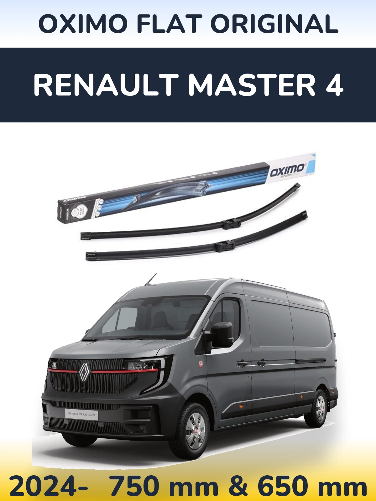 Комплект передніх щіток Oximo Flat Original 750 & 650 мм для Renault Master 4 2024-2026
