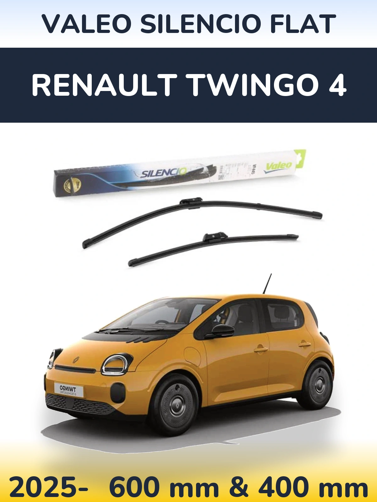 Komplet przednich wycieraczek Valeo Silencio Flat 600 & 400 mm do Renault Twingo 4 2025-2026