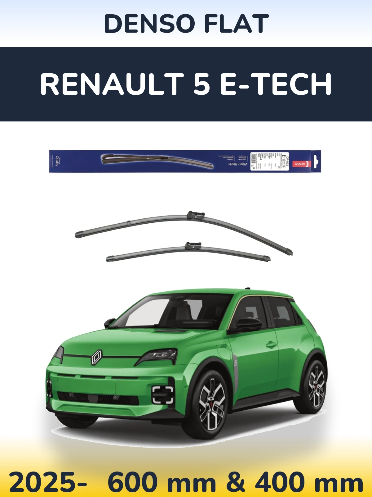 Komplet przednich wycieraczek Denso Flat 600 & 400 mm do Renault 5 E-Tech 2025-2026