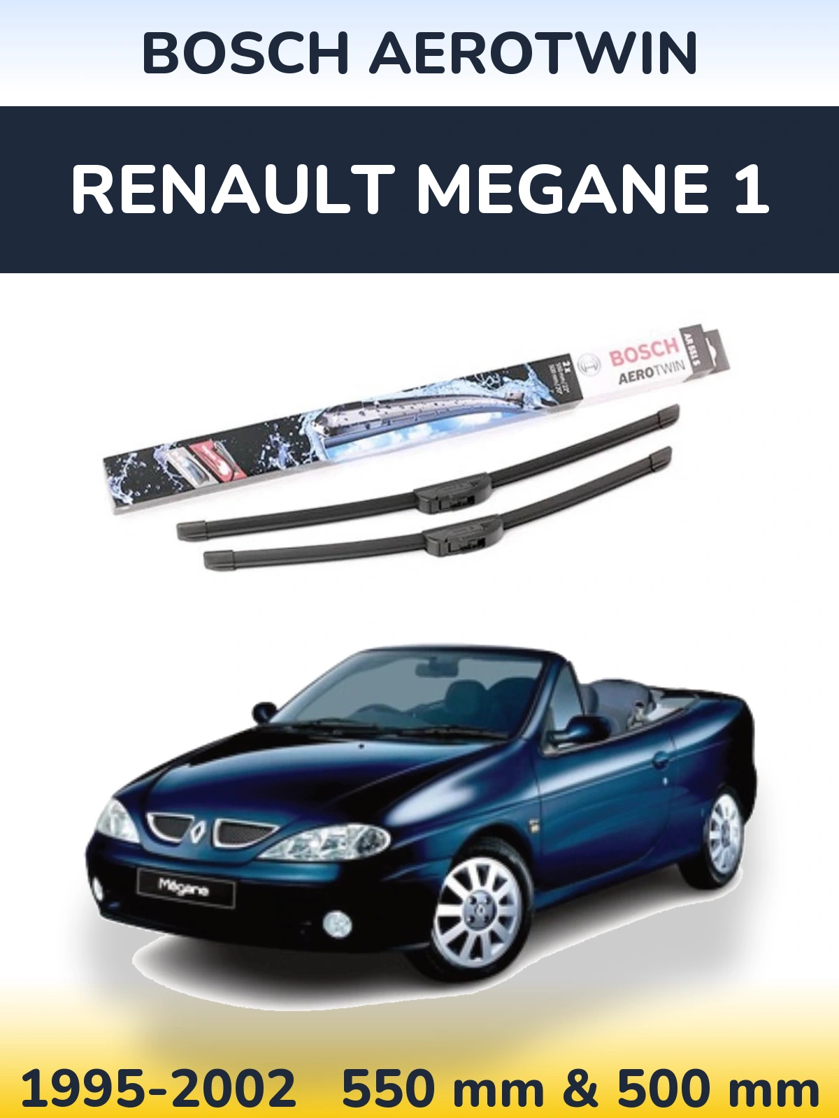 Front wiper blade set BOSCH AeroTwin 550 & 500 мм for Renault Megane 1 1995-2002