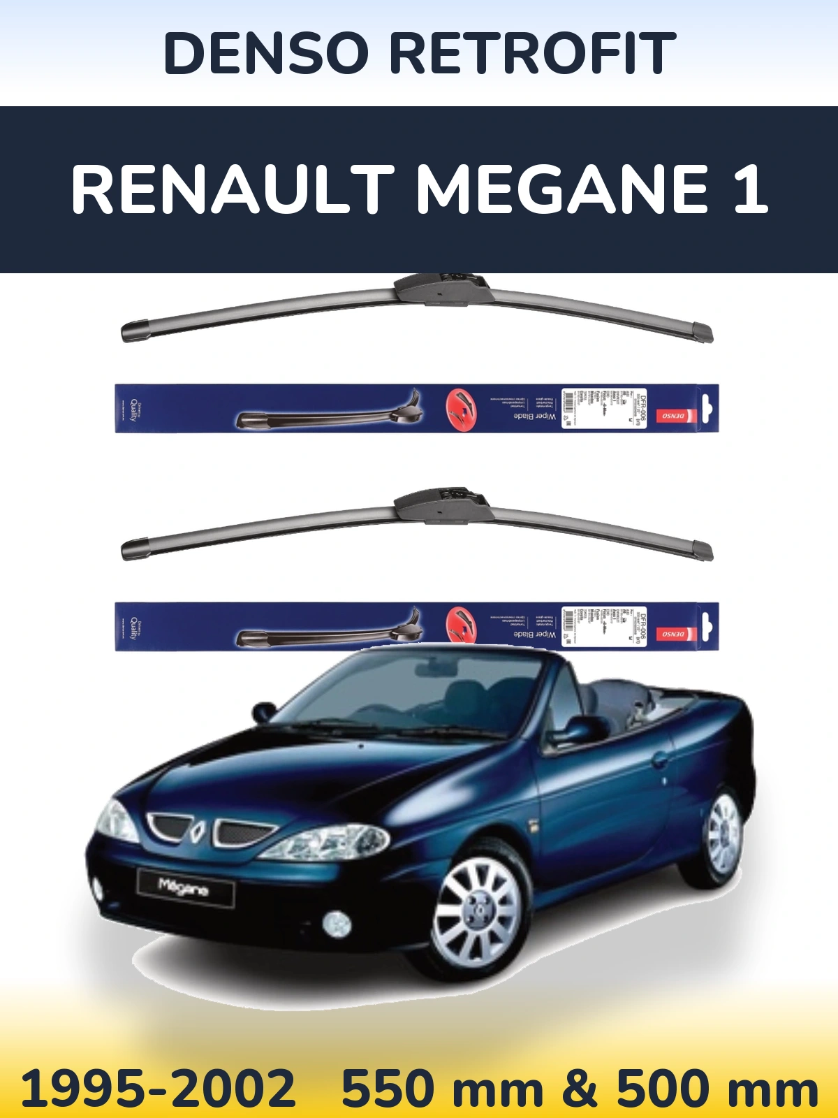 Front wiper blade set Denso Retrofit 550 & 500 мм for Renault Megane 1 1995-2002