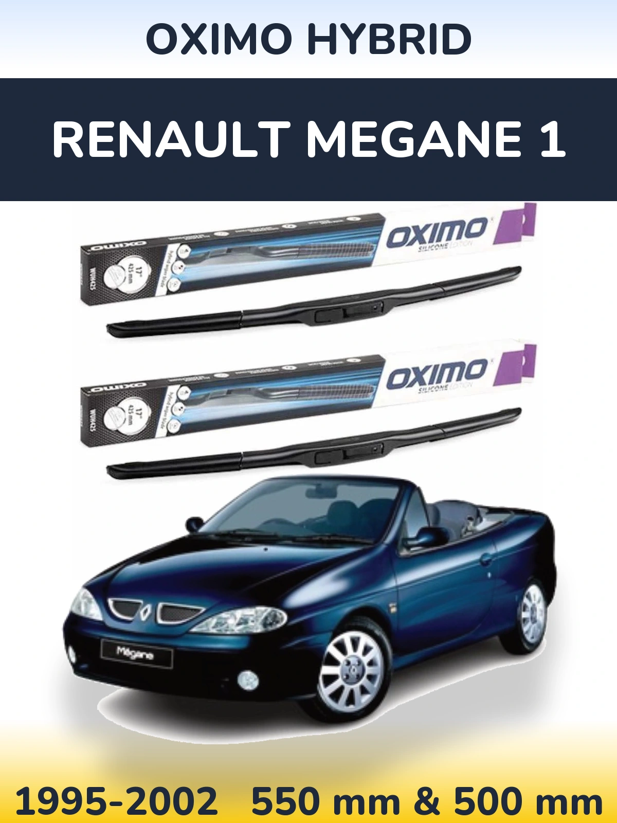 Front wiper blade set Oximo Hybrid 550 & 500 мм for Renault Megane 1 1995-2002