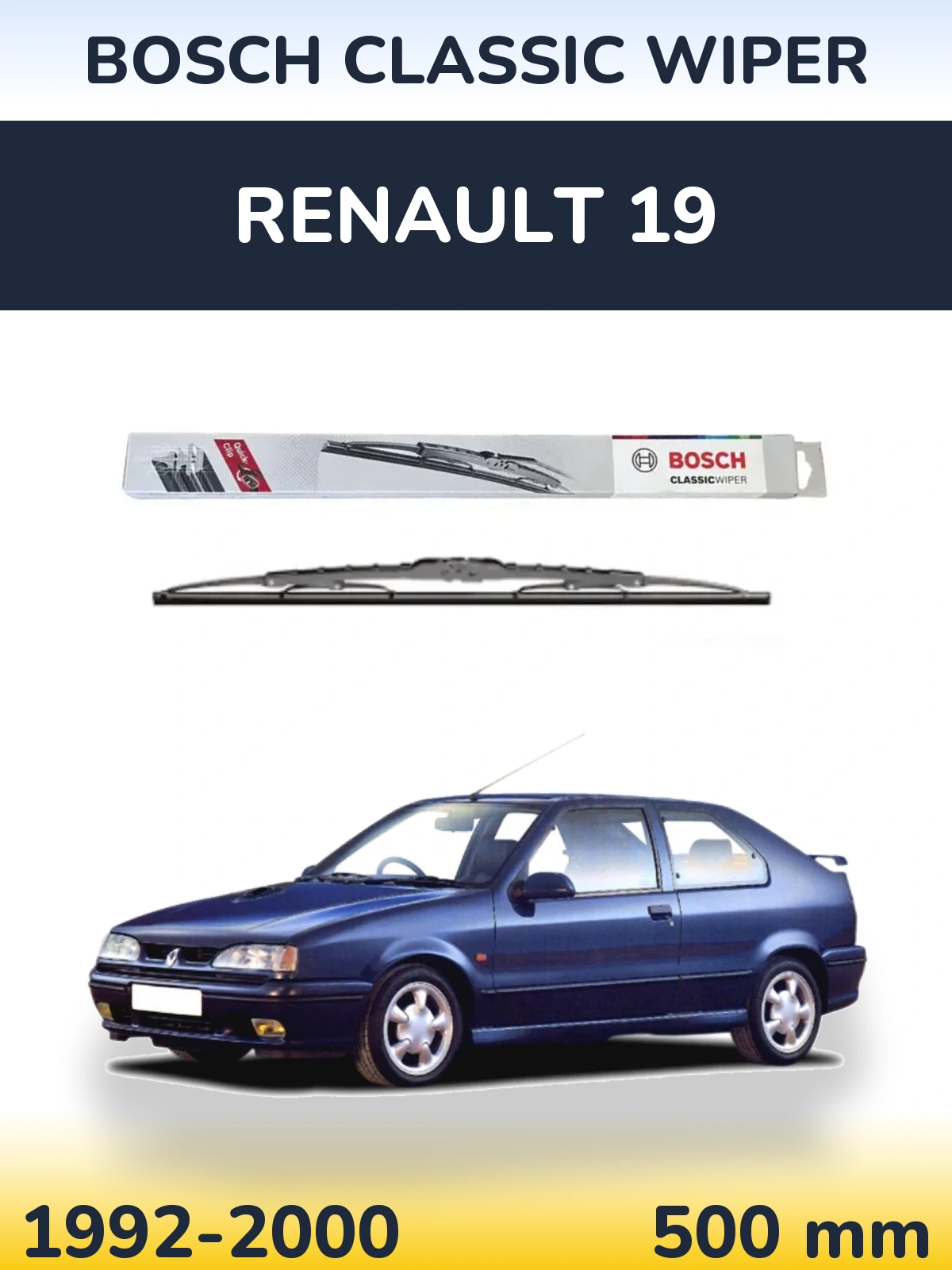 Задний дворник BOSCH Classic Wiper 500 мм для Renault 19 1992-2000