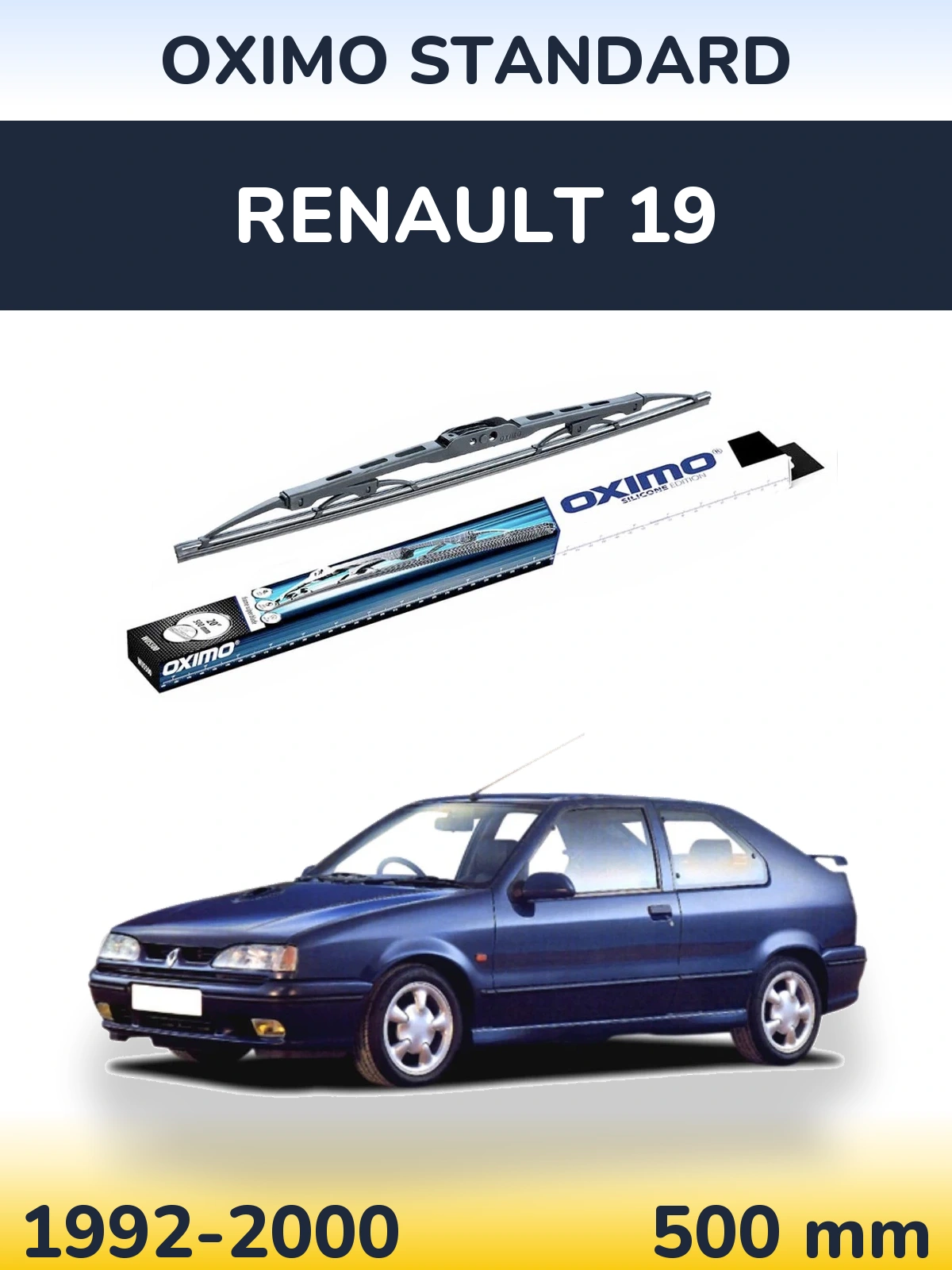 Rear wiper blade Oximo Standard 500 mm for Renault 19 1992-2000
