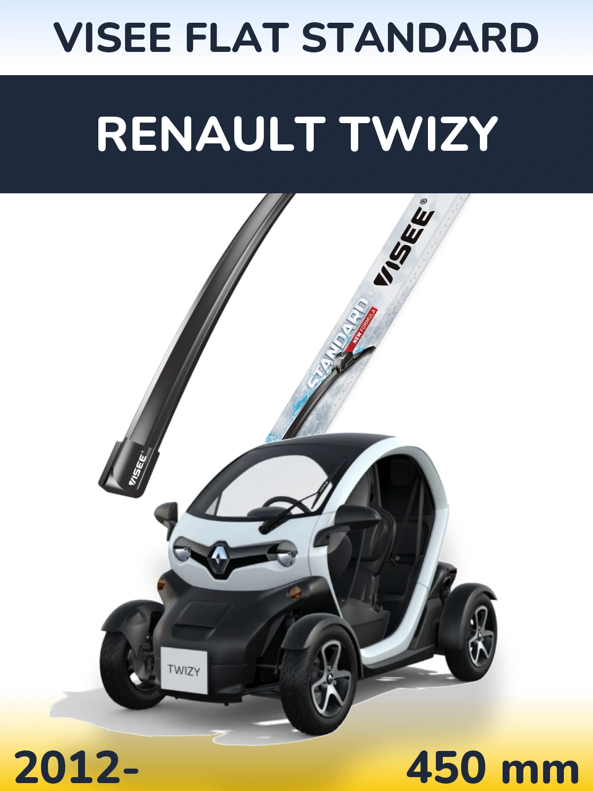 Передний дворник VISEE FLAT STANDARD 450 мм для Renault Twizy 2012-2026