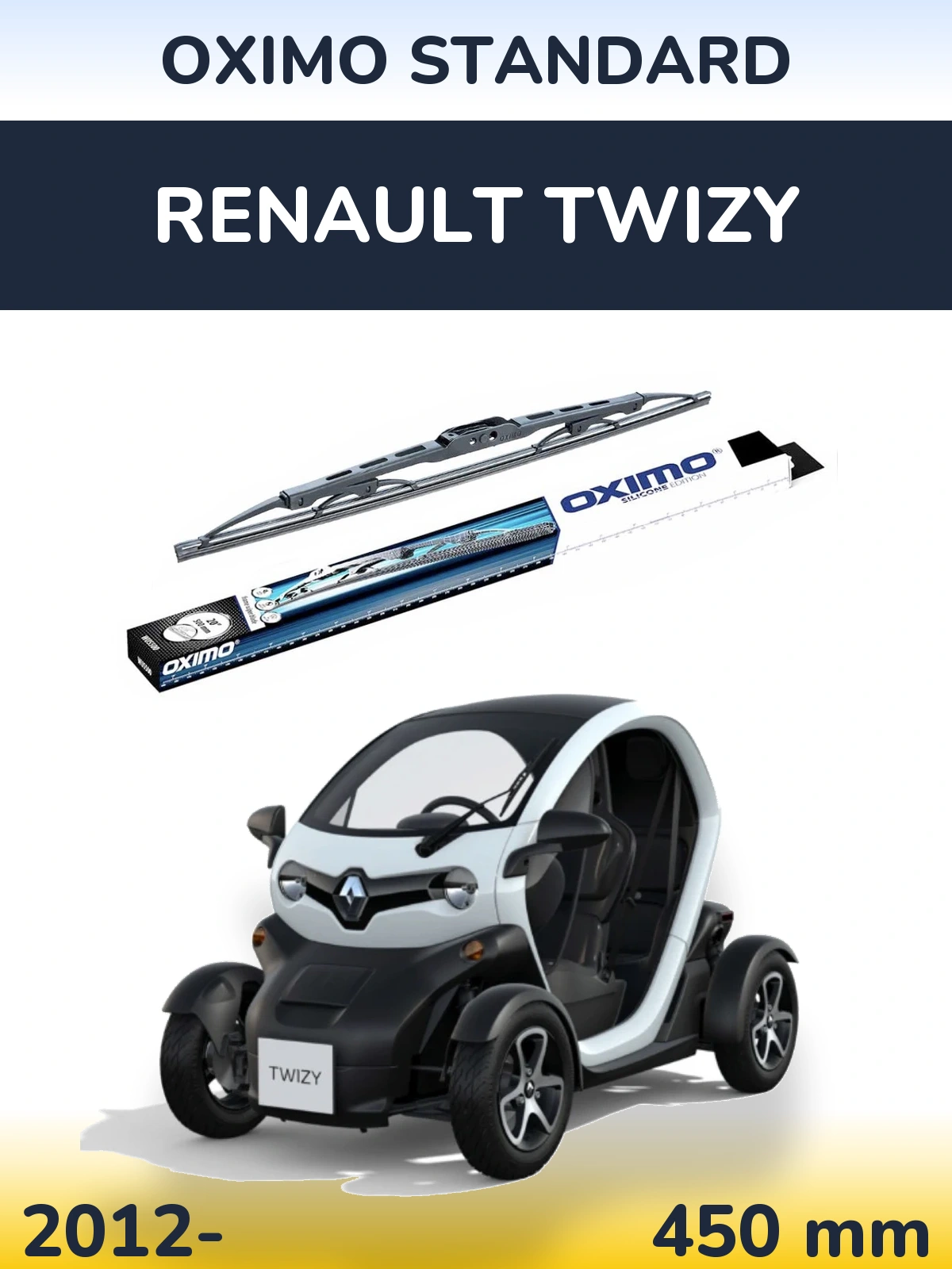 Front wiper blade Oximo Standard 450 мм for Renault Twizy 2012-2026