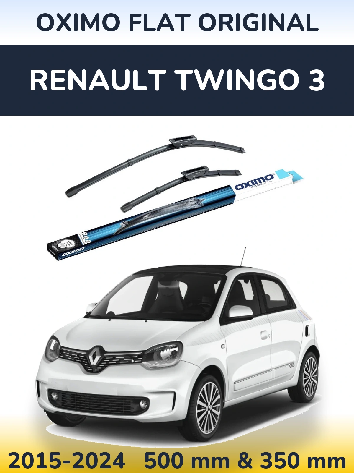 Комплект передніх щіток Oximo Flat Original 500 & 350 мм для Renault Twingo 3 2015-2024