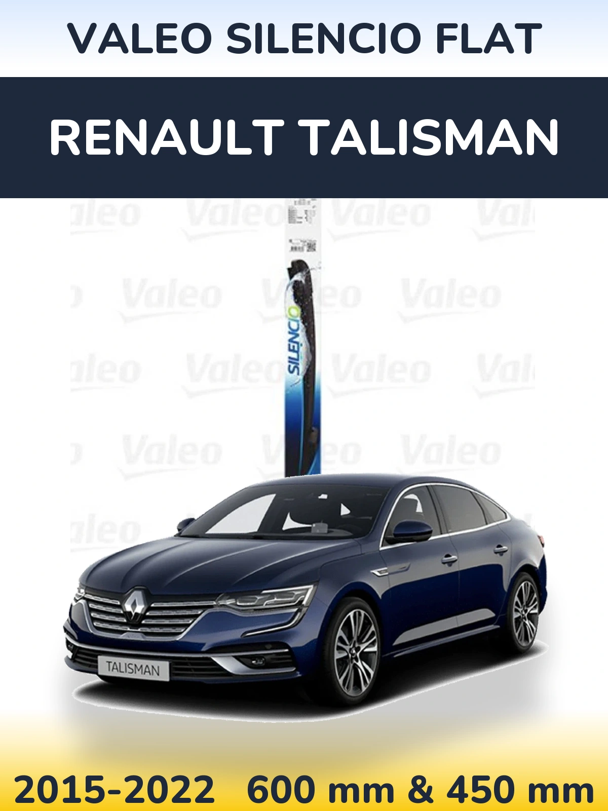 Front wiper blade set Valeo Silencio Flat 600 & 450 мм for Renault Talisman 2015-2022