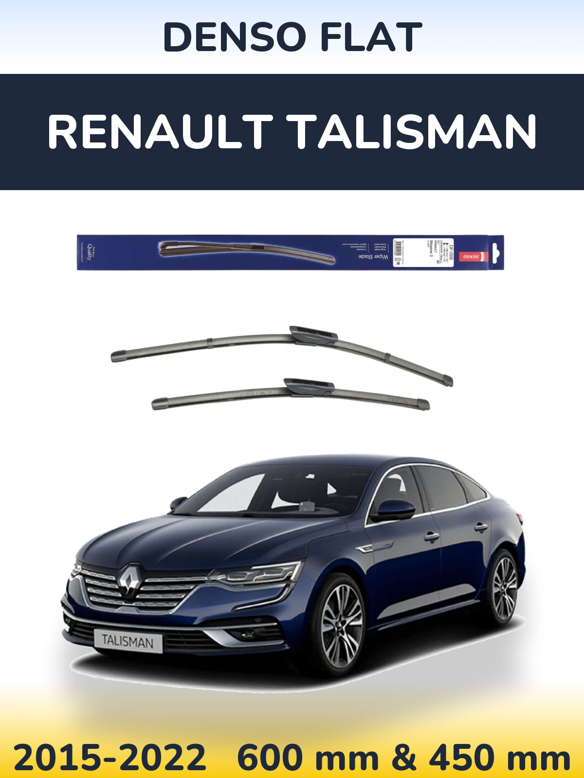 Front wiper blade set Denso Flat 600 & 450 мм for Renault Talisman 2015-2022