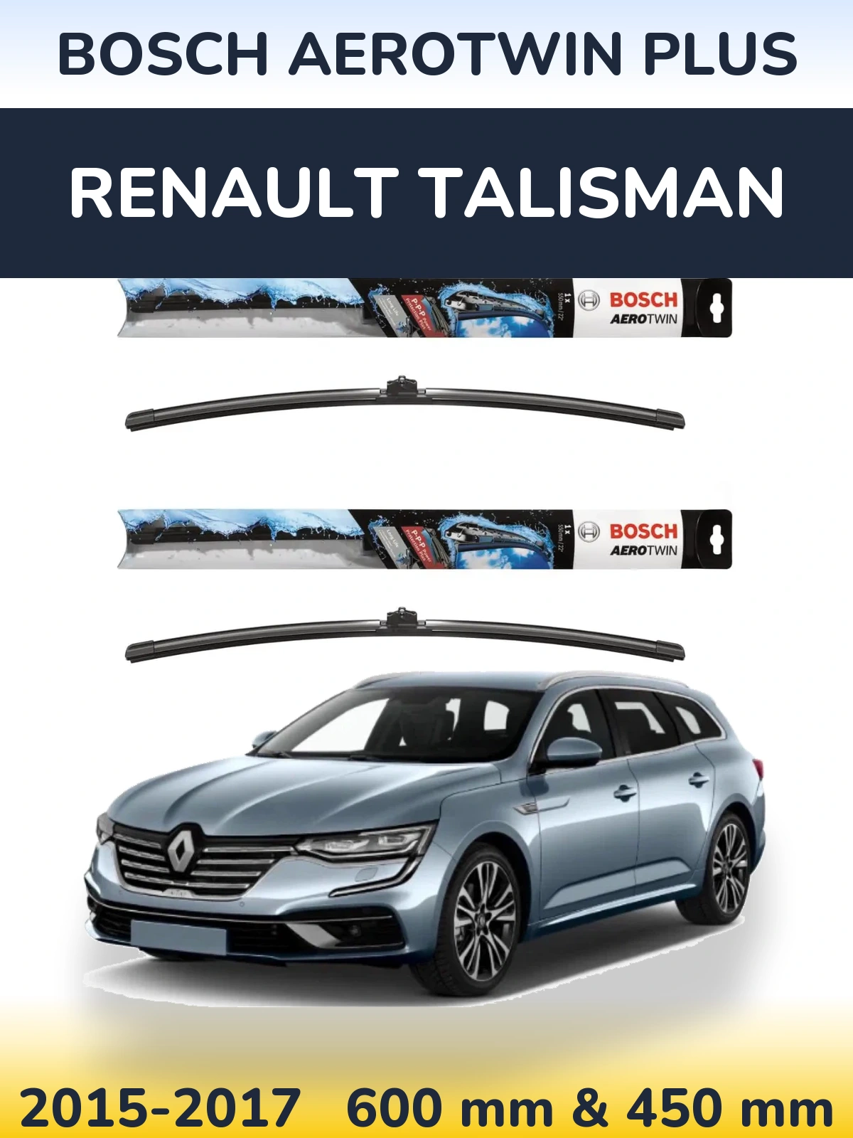 Комплект передних дворников BOSCH AeroTwin Plus 600 & 450 мм для Renault Talisman 2015-2017