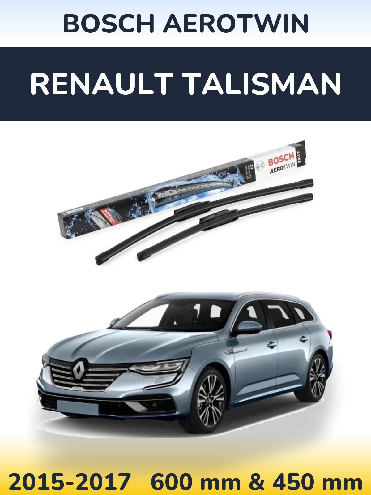 Комплект передних дворников BOSCH AeroTwin 600 & 450 мм для Renault Talisman 2015-2017