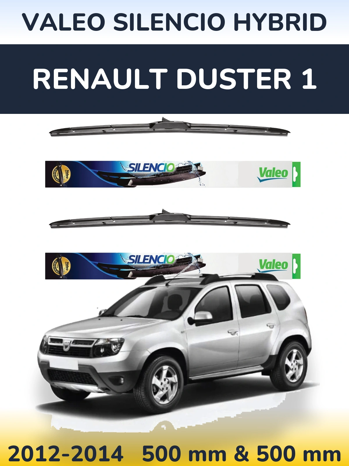 Komplet przednich wycieraczek Valeo Silencio Hybrid 500 & 500 mm do Renault Duster 1 2012-2014