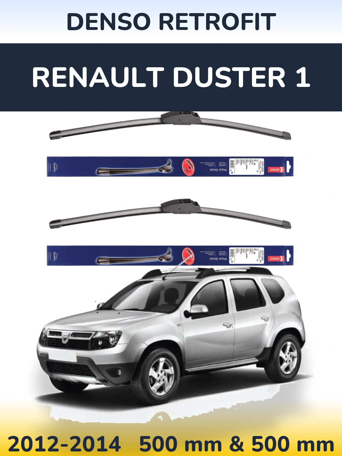 Komplet przednich wycieraczek Denso Retrofit 500 & 500 mm do Renault Duster 1 2012-2014